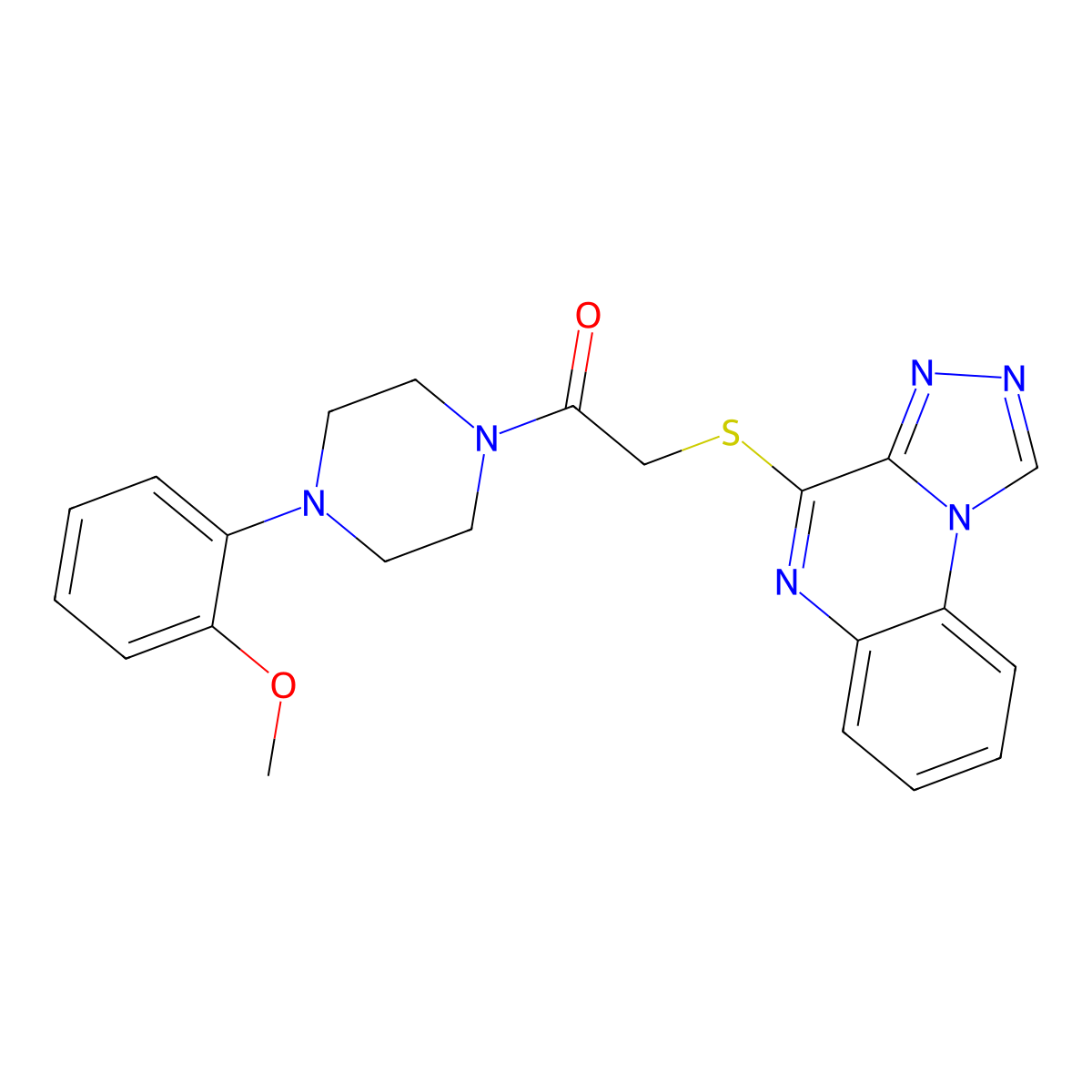 2-([1,2,4]Triazolo[4,3-a]quinoxalin-4-ylthio)-1-(4-(2-methoxyphenyl)piperazin-1-yl)ethanone molecular structure, CAS 1358802-39-7