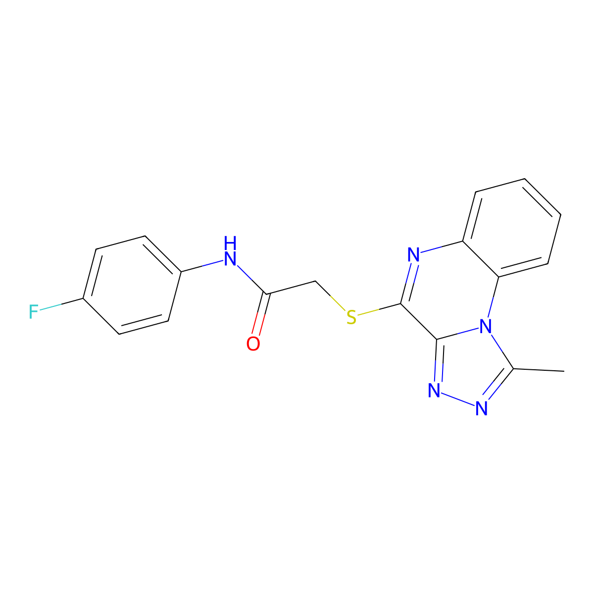 2-(1-methyl-[1,2,4]triazolo[4,3-a]quinoxalin-4-ylthio)-N-(4-fluorophenyl)acetamide molecular structure, CAS 1358802-48-8
