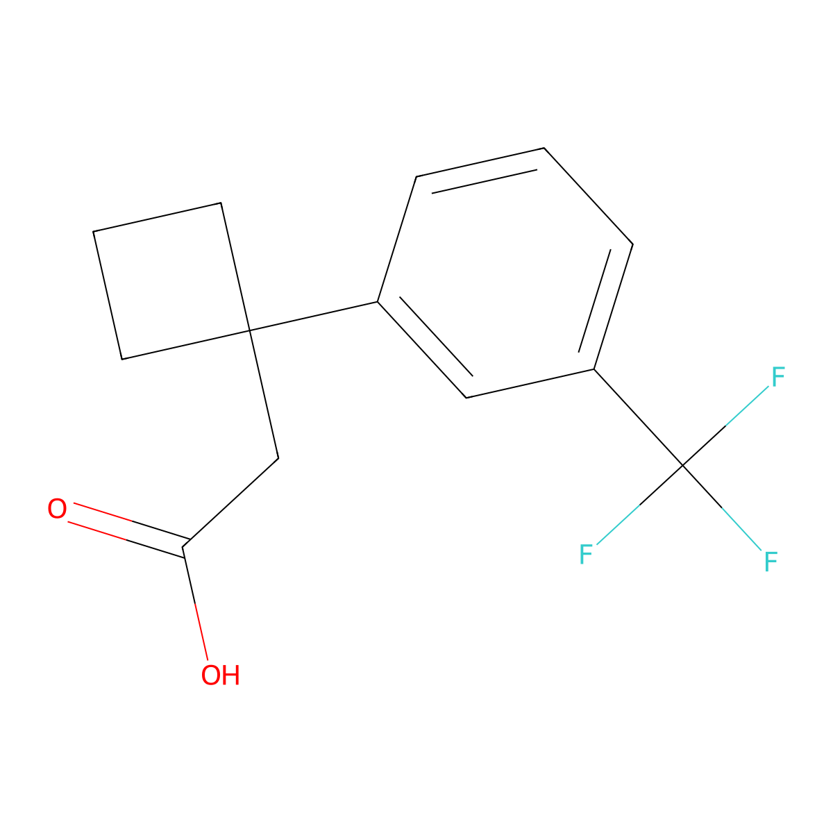 2-{1-[3-(Trifluoromethyl)phenyl]cyclobutyl}acetic acid molecular structure, CAS 1358805-28-3