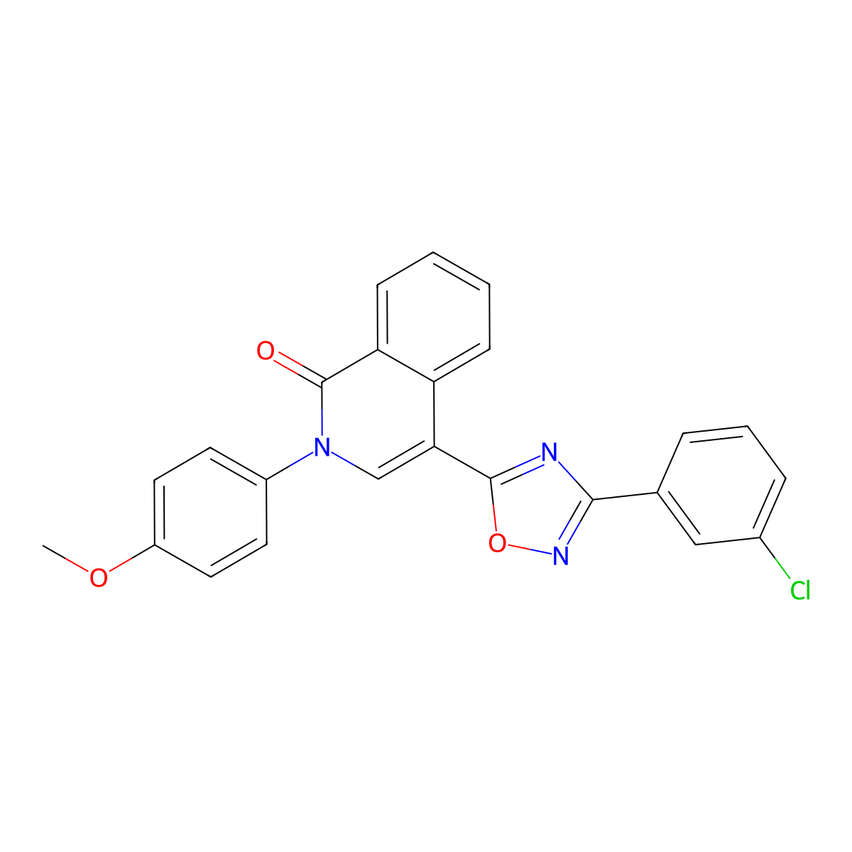 4-(3-(3-chlorophenyl)-1,2,4-oxadiazol-5-yl)-2-(4-methoxyphenyl)isoquinolin-1(2H)-one molecular structure, CAS 1358824-25-5