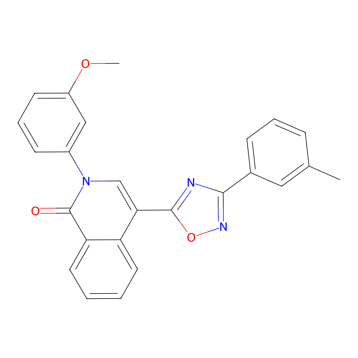 2-(3-methoxyphenyl)-4-(3-(m-tolyl)-1,2,4-oxadiazol-5-yl)isoquinolin-1(2H)-one molecular structure, CAS 1358824-31-3