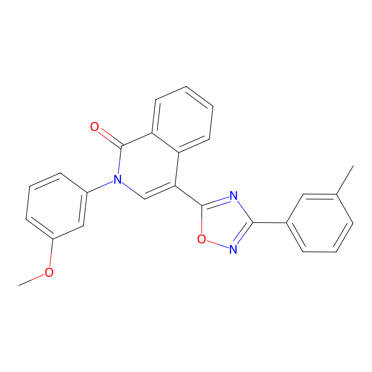 2-(3-methoxyphenyl)-4-(3-(m-tolyl)-1,2,4-oxadiazol-5-yl)isoquinolin-1(2H)-one molecular structure, CAS 1358824-31-3
