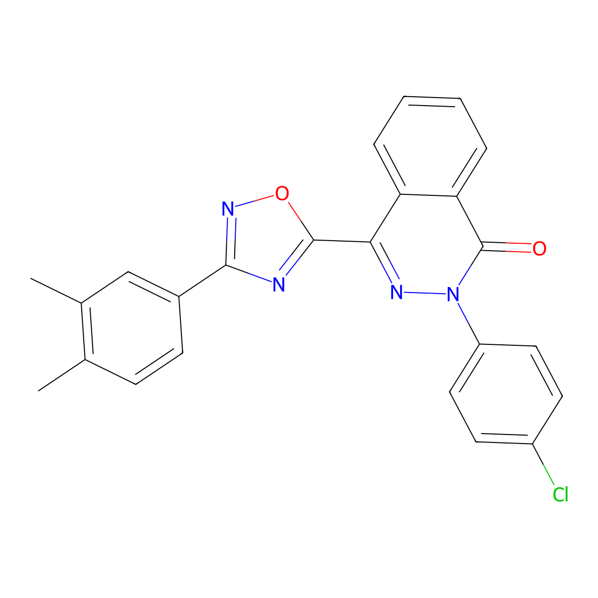 2-(4-chlorophenyl)-4-[3-(3,4-dimethylphenyl)-1,2,4-oxadiazol-5-yl]phthalazin-1(2H)-one molecular structure, CAS 1358826-09-1