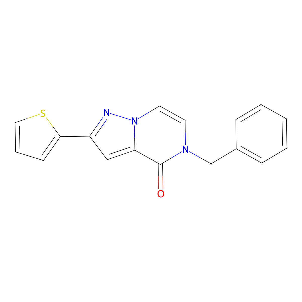 5-benzyl-2-(thiophen-2-yl)-4H,5H-pyrazolo[1,5-a]pyrazin-4-one molecular structure, CAS 1358828-17-7