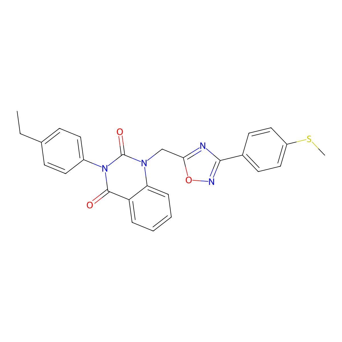 3-(4-ethylphenyl)-1-((3-(4-(methylthio)phenyl)-1,2,4-oxadiazol-5-yl)methyl)quinazoline-2,4(1H,3H)-dione molecular structure, CAS 1358828-71-3