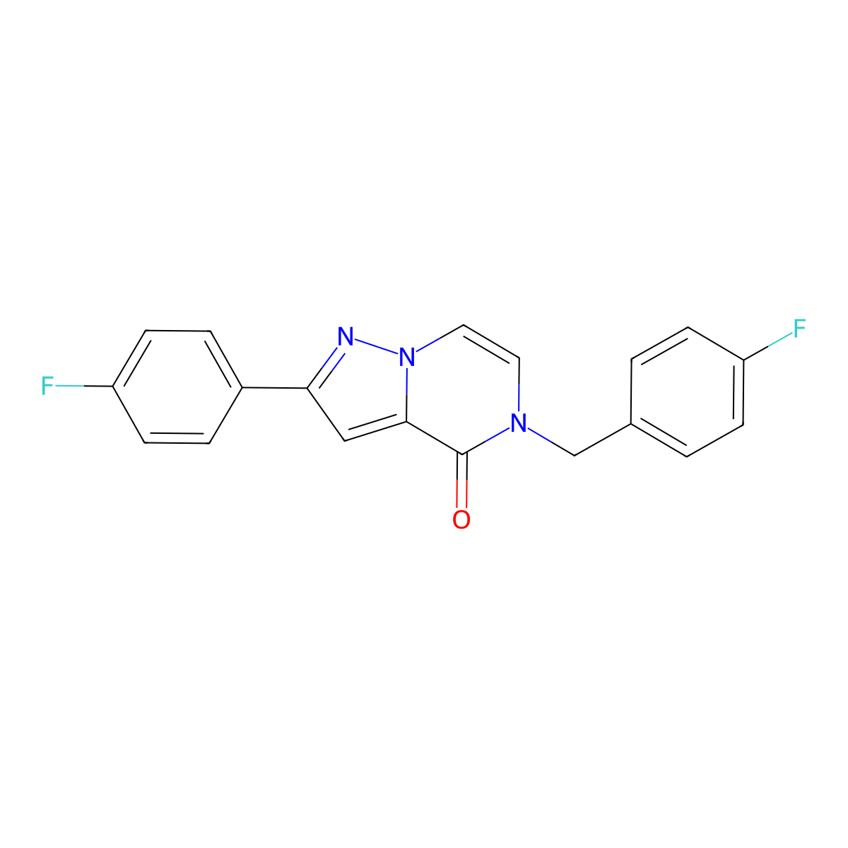 5-(4-fluorobenzyl)-2-(4-fluorophenyl)pyrazolo[1,5-a]pyrazin-4(5H)-one molecular structure, CAS 1358830-67-7