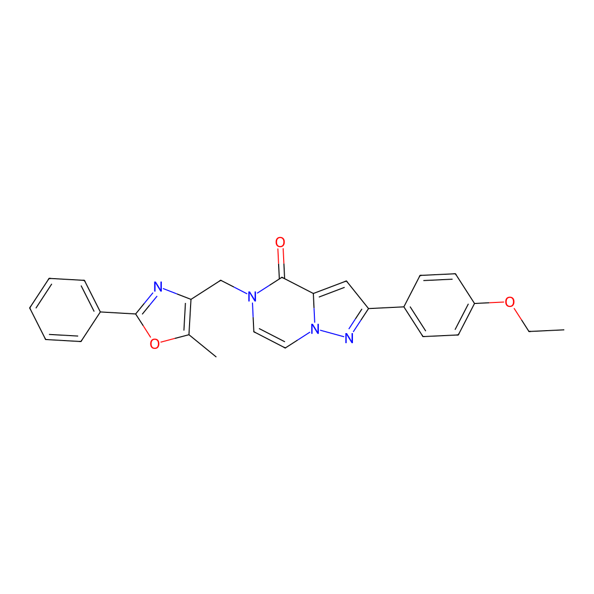 2-(4-ethoxyphenyl)-5-((5-methyl-2-phenyloxazol-4-yl)methyl)pyrazolo[1,5-a]pyrazin-4(5H)-one molecular structure, CAS 1358830-74-6
