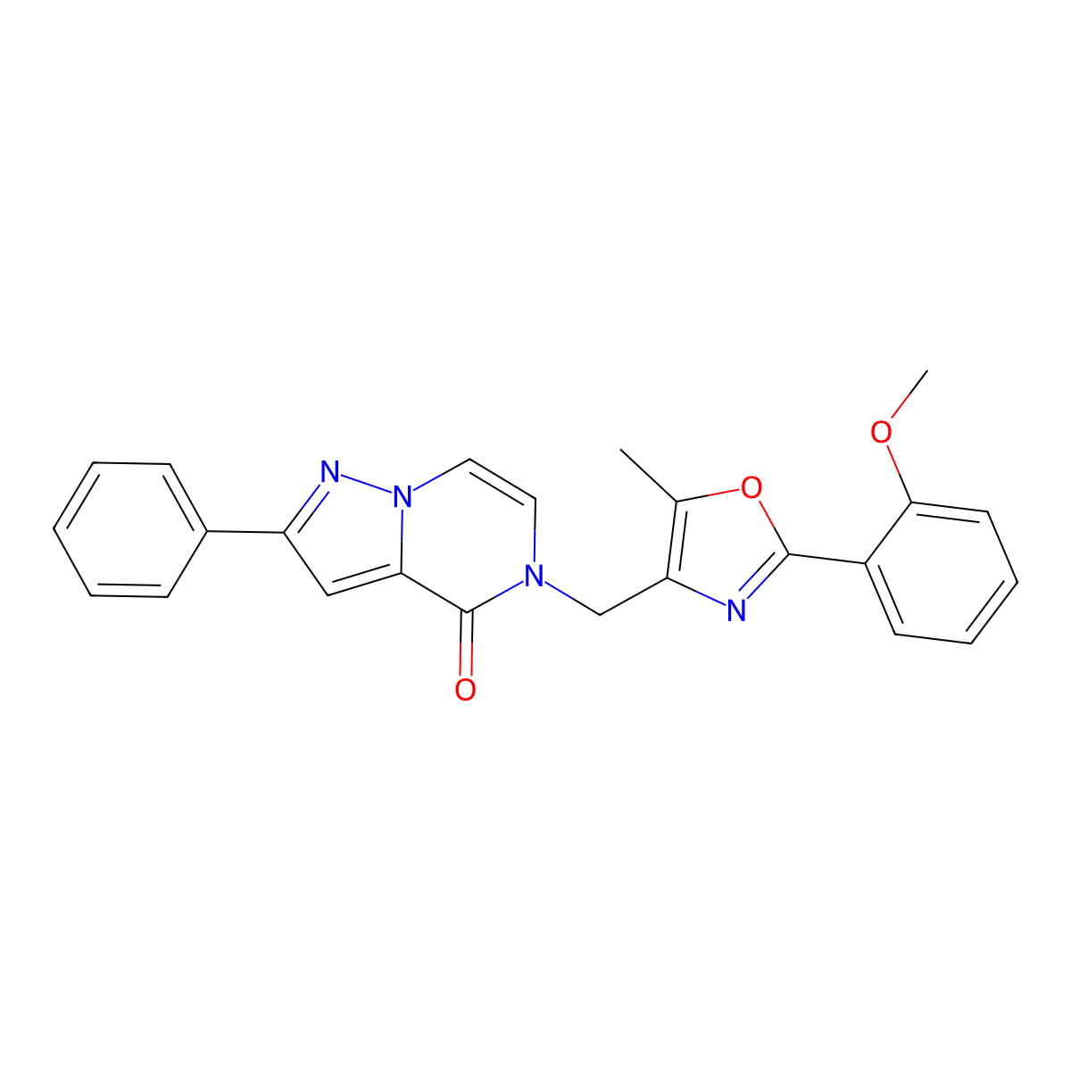 5-((2-(2-methoxyphenyl)-5-methyloxazol-4-yl)methyl)-2-phenylpyrazolo[1,5-a]pyrazin-4(5H)-one molecular structure, CAS 1358831-03-4