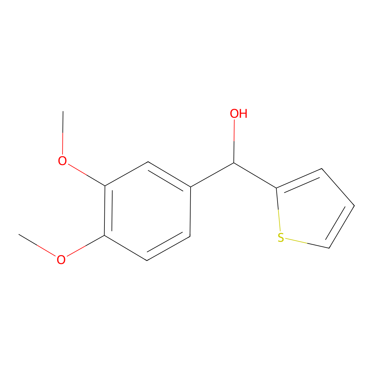 (3,4-Dimethoxyphenyl)(thiophen-2-yl)methanol molecular structure, CAS 135887-24-0