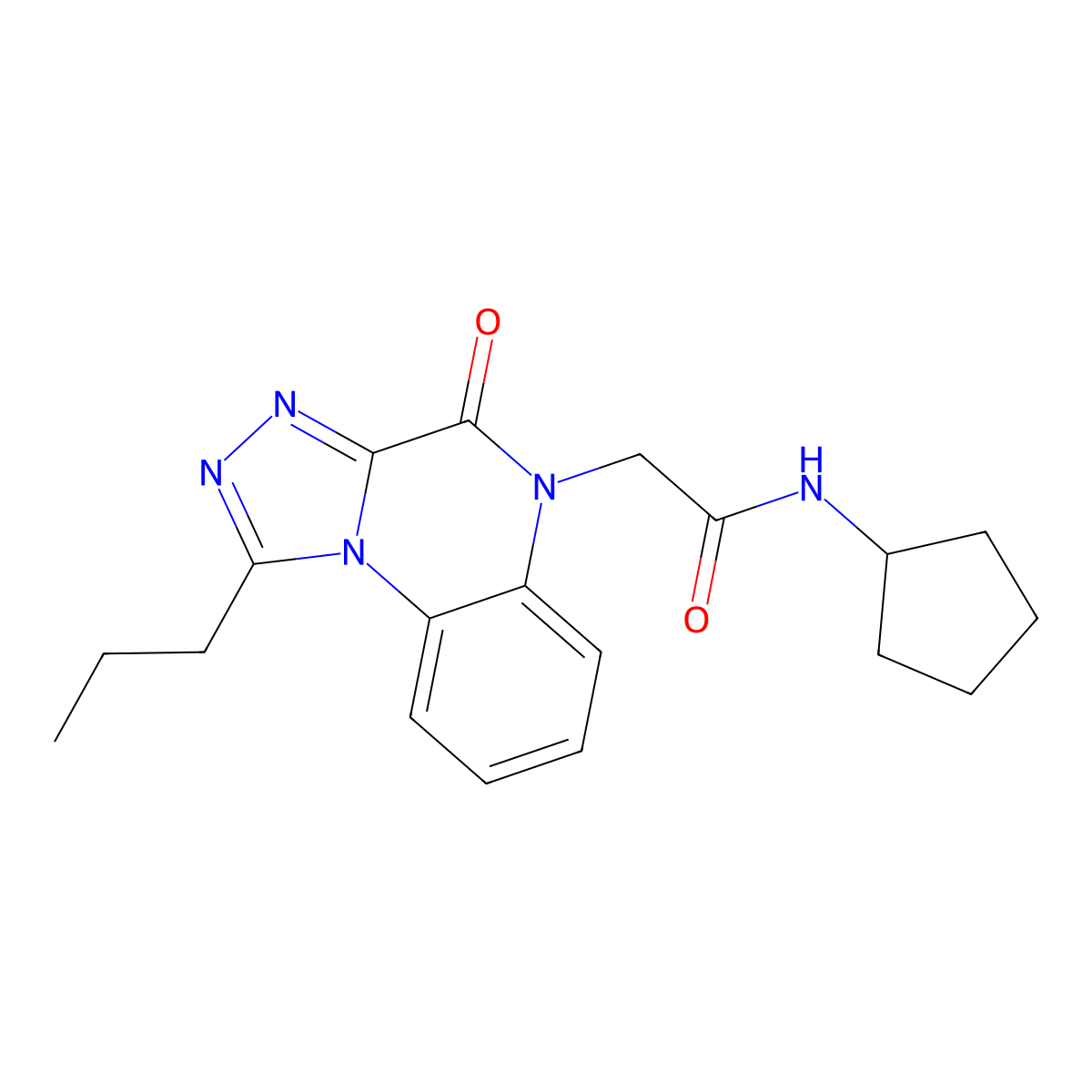 N-cyclopentyl-2-(4-oxo-1-propyl-[1,2,4]triazolo[4,3-a]quinoxalin-5(4H)-yl)acetamide molecular structure, CAS 1358888-46-6