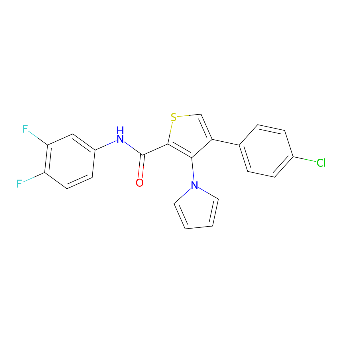 4-(4-chlorophenyl)-N-(3,4-difluorophenyl)-3-(1H-pyrrol-1-yl)thiophene-2-carboxamide molecular structure, CAS 1358889-67-4