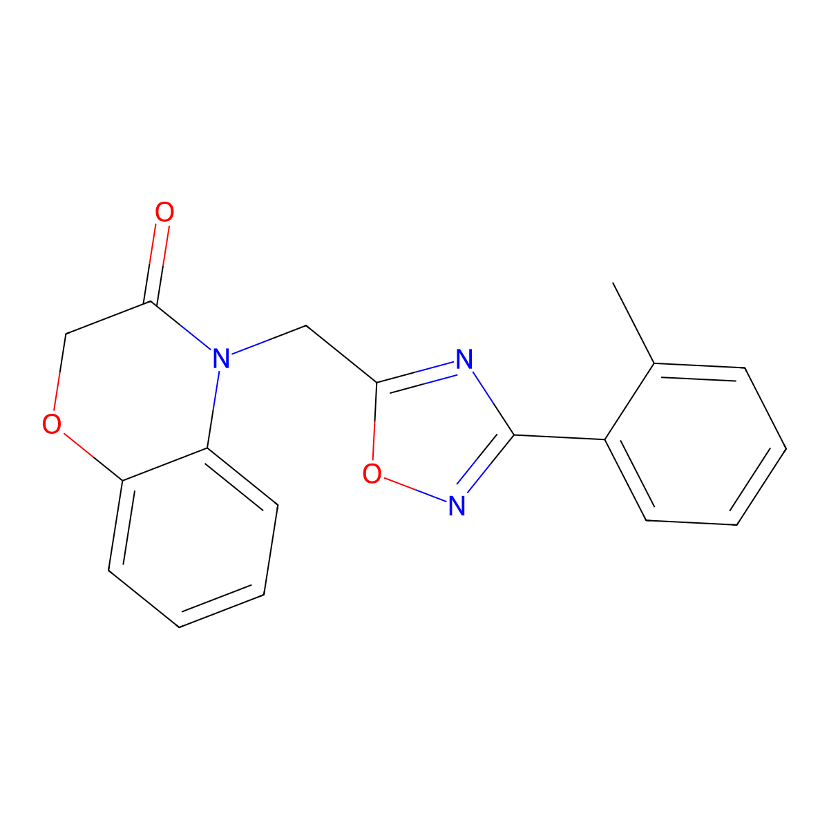 4-((3-(o-tolyl)-1,2,4-oxadiazol-5-yl)methyl)-2H-benzo[b][1,4]oxazin-3(4H)-one molecular structure, CAS 1358889-68-5