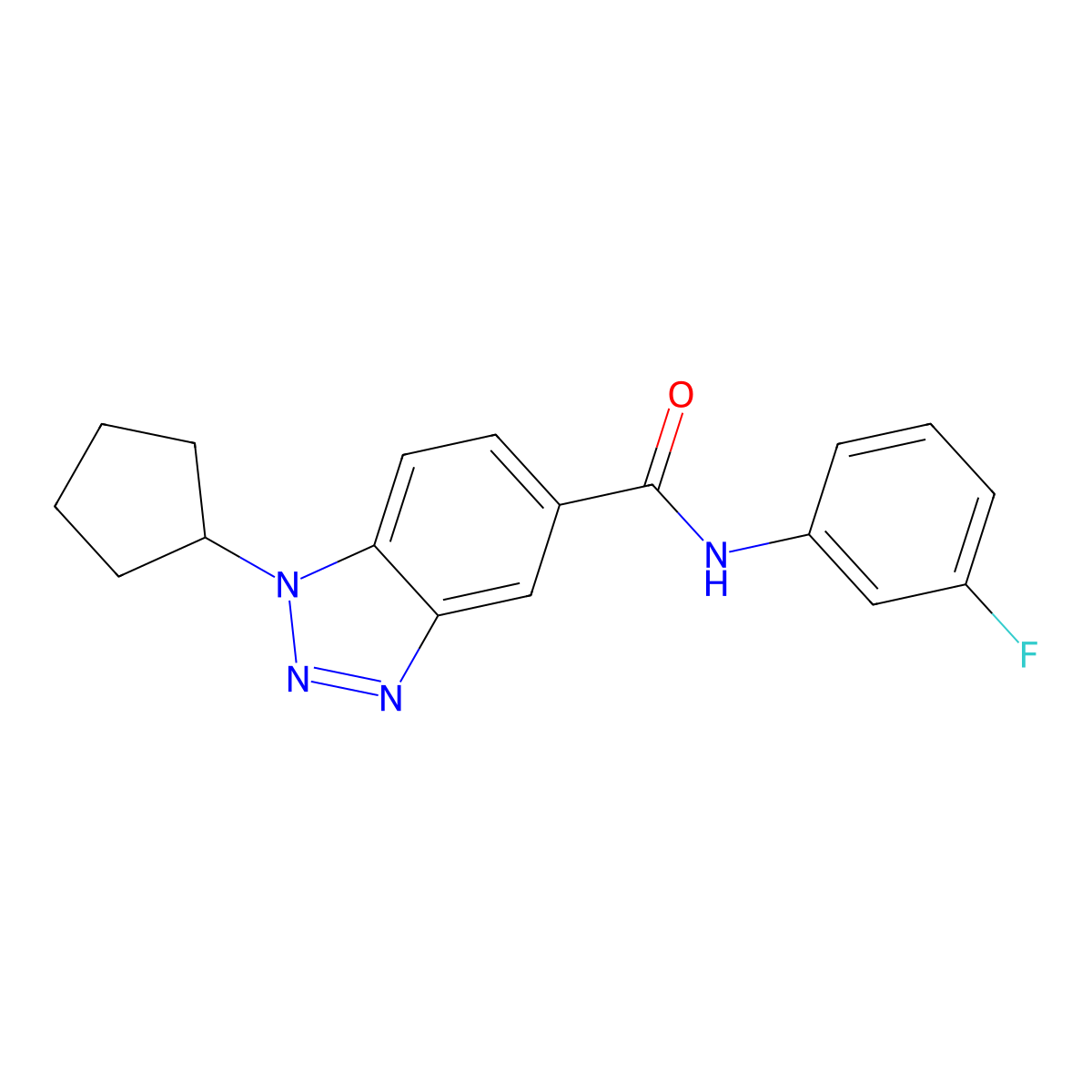1-cyclopentyl-N-(3-fluorophenyl)-1H-1,2,3-benzotriazole-5-carboxamide molecular structure, CAS 1358891-70-9