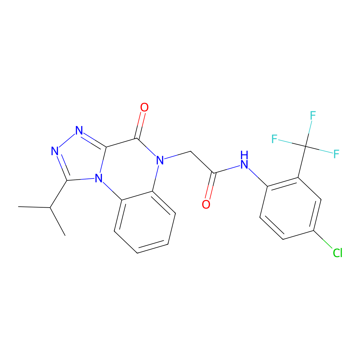 N-(4-chloro-2-(trifluoromethyl)phenyl)-2-(1-isopropyl-4-oxo-[1,2,4]triazolo[4,3-a]quinoxalin-5(4H)-yl)acetamide molecular structure, CAS 1358893-61-4