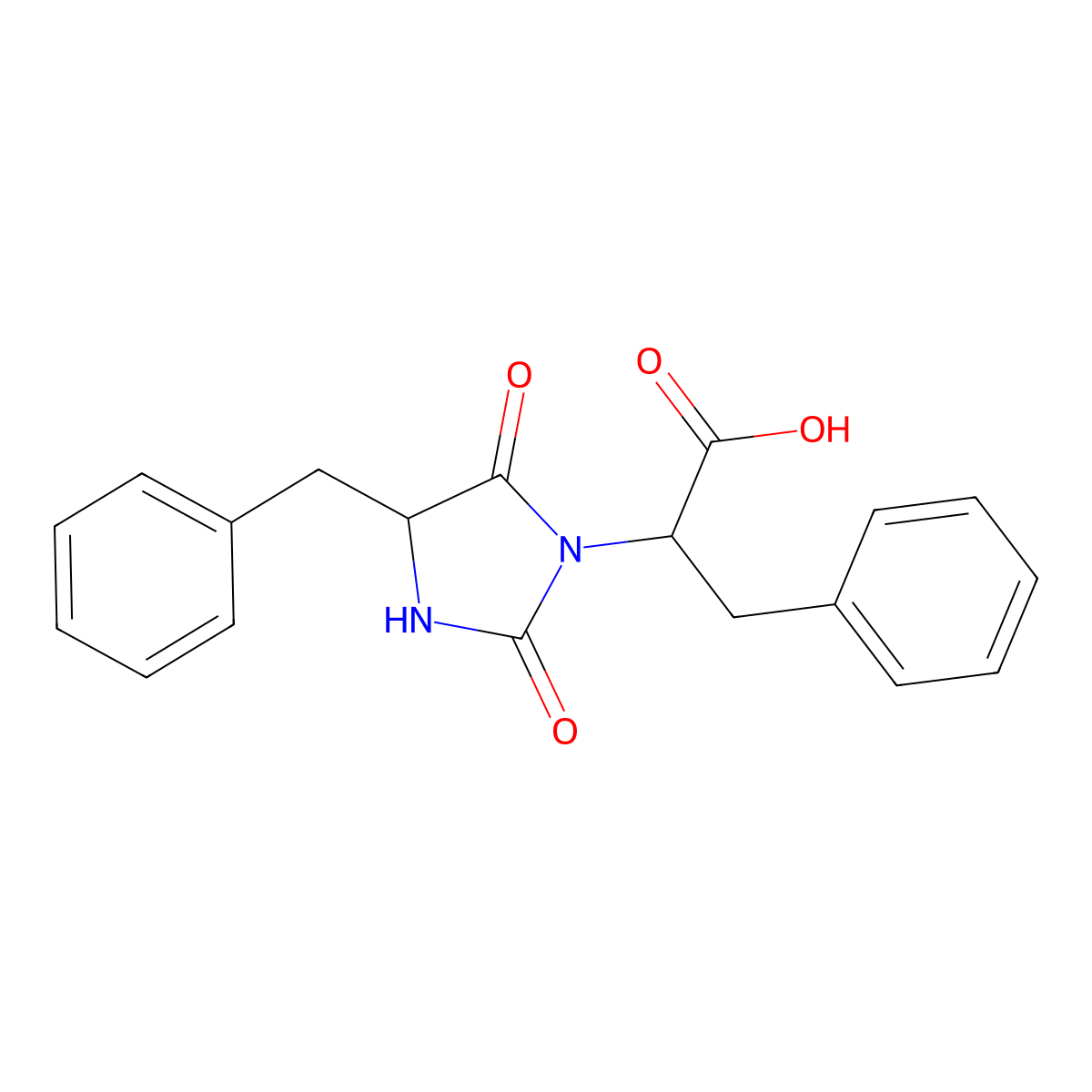 2-(4-Benzyl-2,5-dioxoimidazolidin-1-yl)-3-phenylpropanoic acid molecular structure, CAS 13589-09-8
