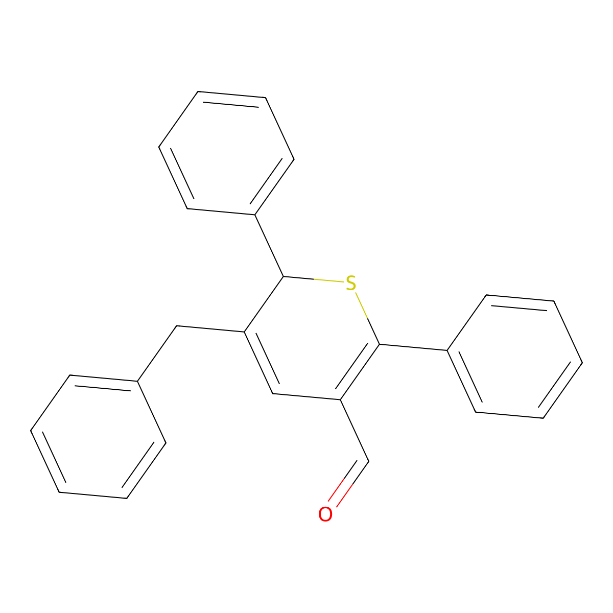 3-Benzyl-2,6-diphenyl-2H-thiopyran-5-carbaldehyde molecular structure, CAS 13589-13-4