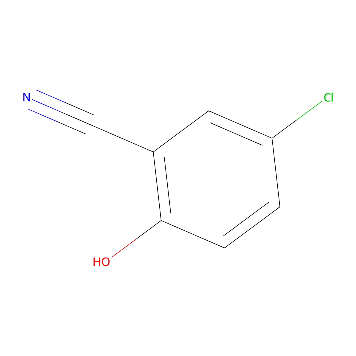 5-Chloro-2-hydroxybenzonitrile molecular structure, CAS 13589-72-5