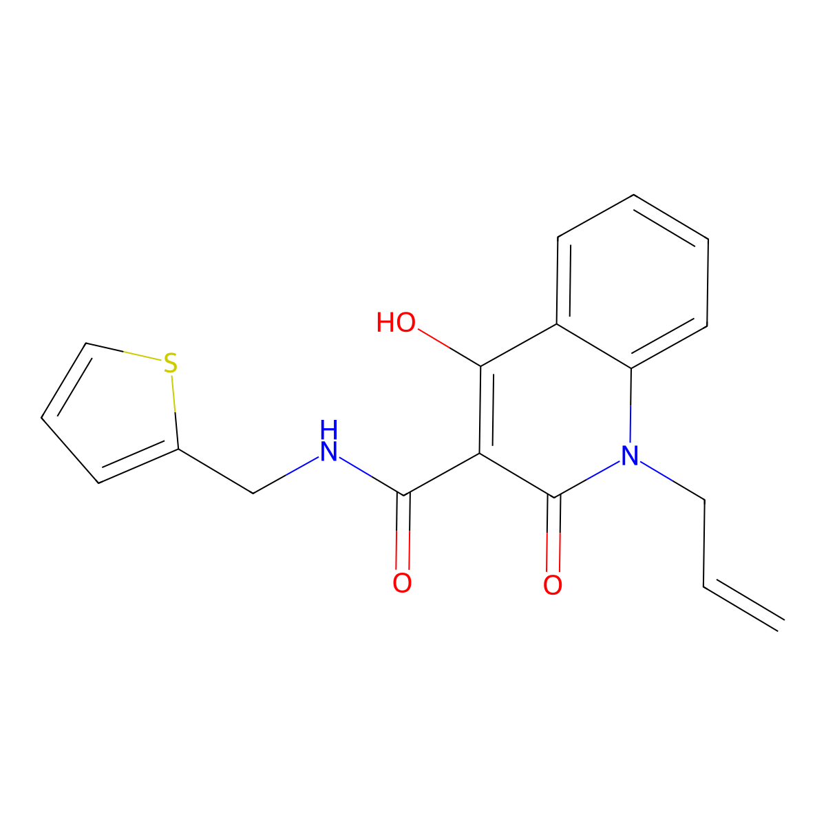 1-allyl-4-hydroxy-2-oxo-N-(2-thienylmethyl)-1,2-dihydroquinoline-3-carboxamide molecular structure, CAS 1358901-42-4