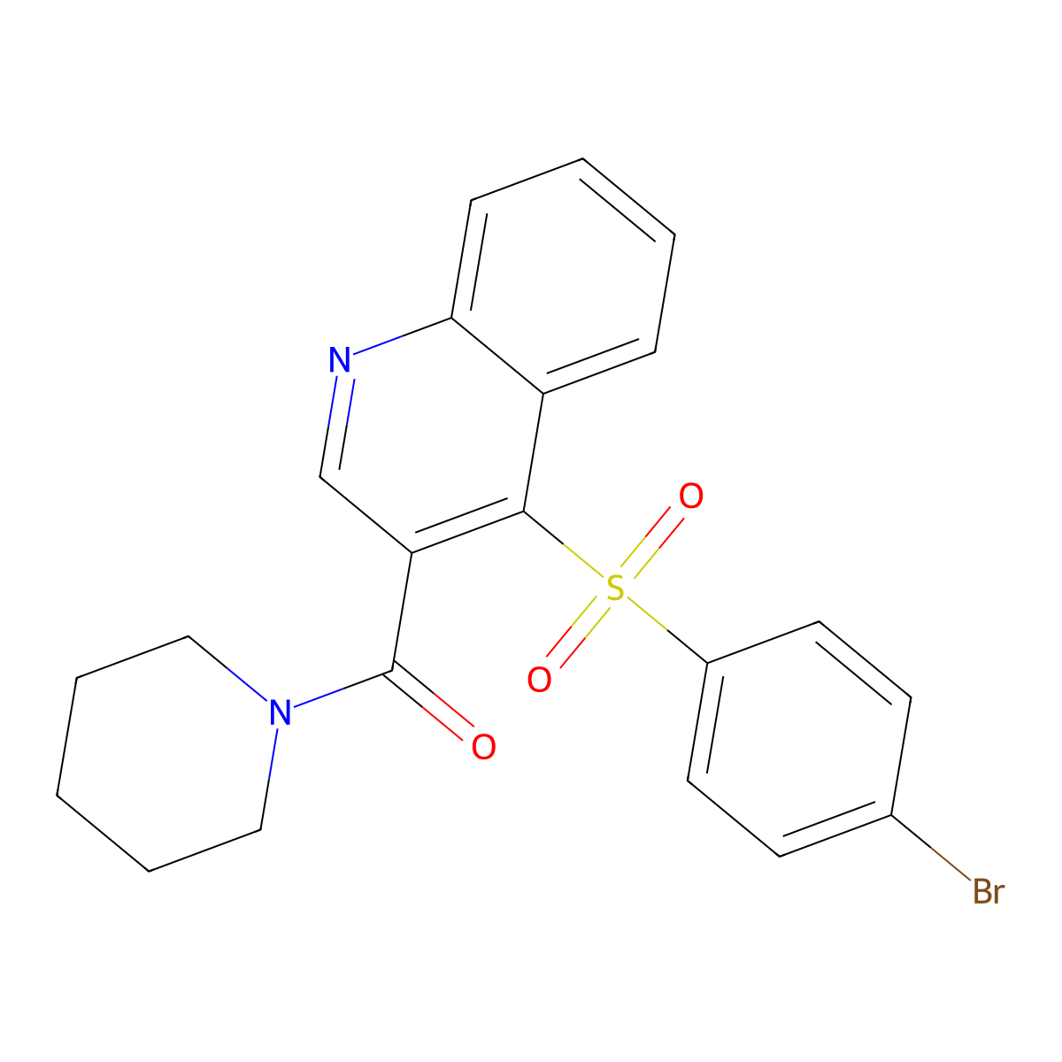 {4-[(4-Bromophenyl)sulfonyl]-3-quinolyl}(piperidino)methanone molecular structure, CAS 1358902-93-8