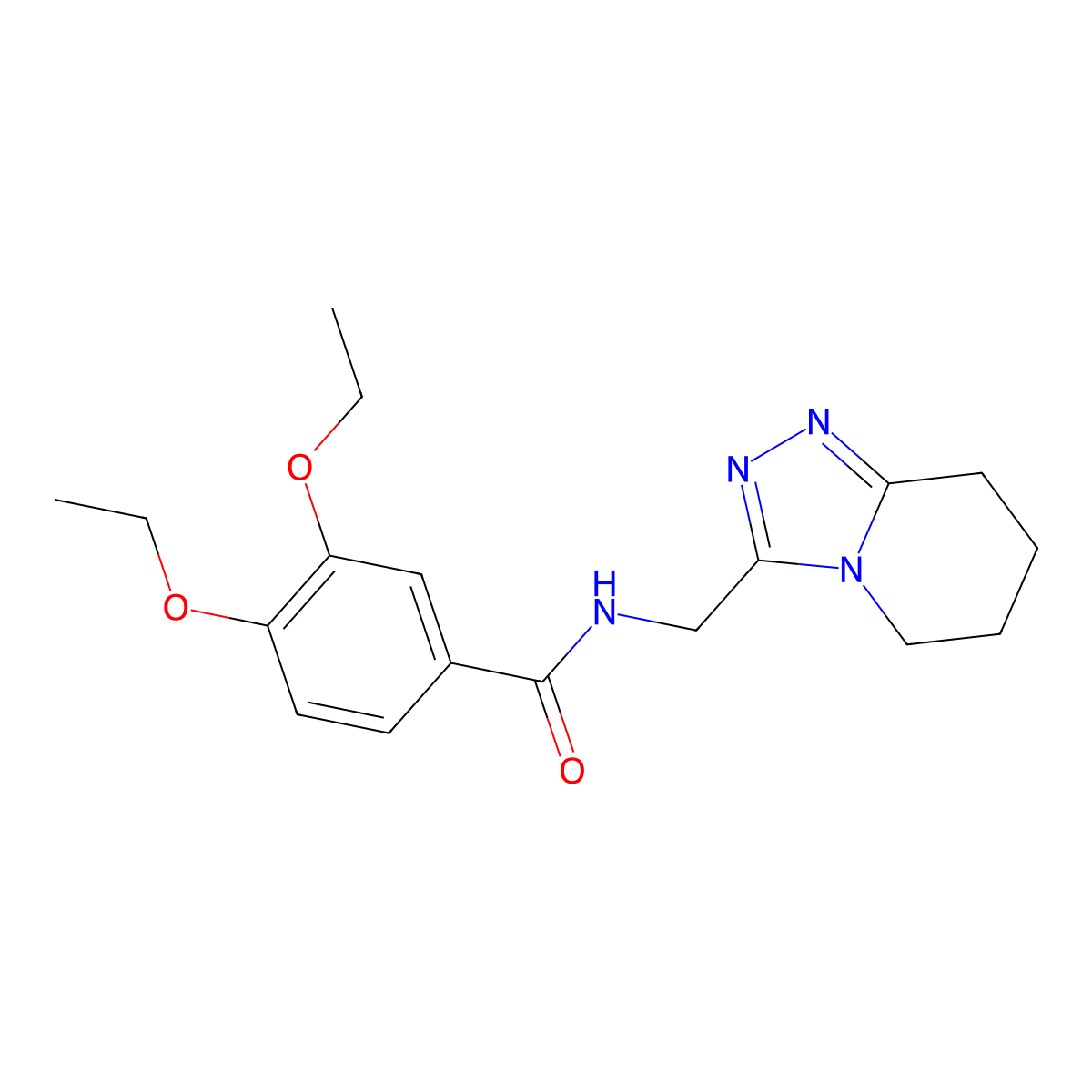 3,4-diethoxy-N-(5,6,7,8-tetrahydro[1,2,4]triazolo[4,3-a]pyridin-3-ylmethyl)benzamide molecular structure, CAS 1358904-58-1