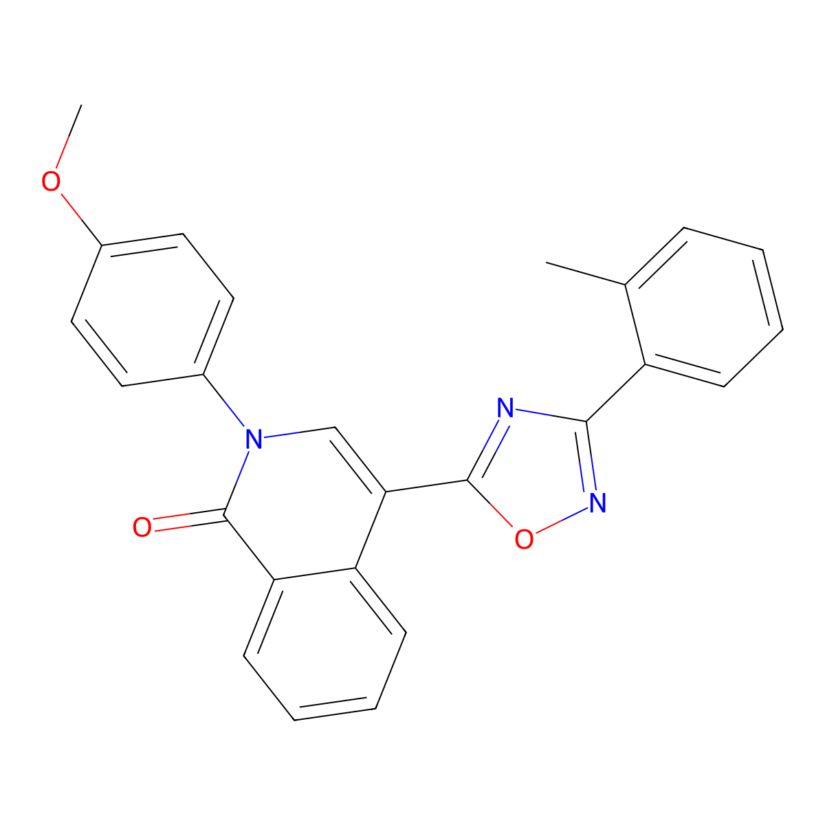 2-(4-methoxyphenyl)-4-(3-(o-tolyl)-1,2,4-oxadiazol-5-yl)isoquinolin-1(2H)-one molecular structure, CAS 1358906-07-6