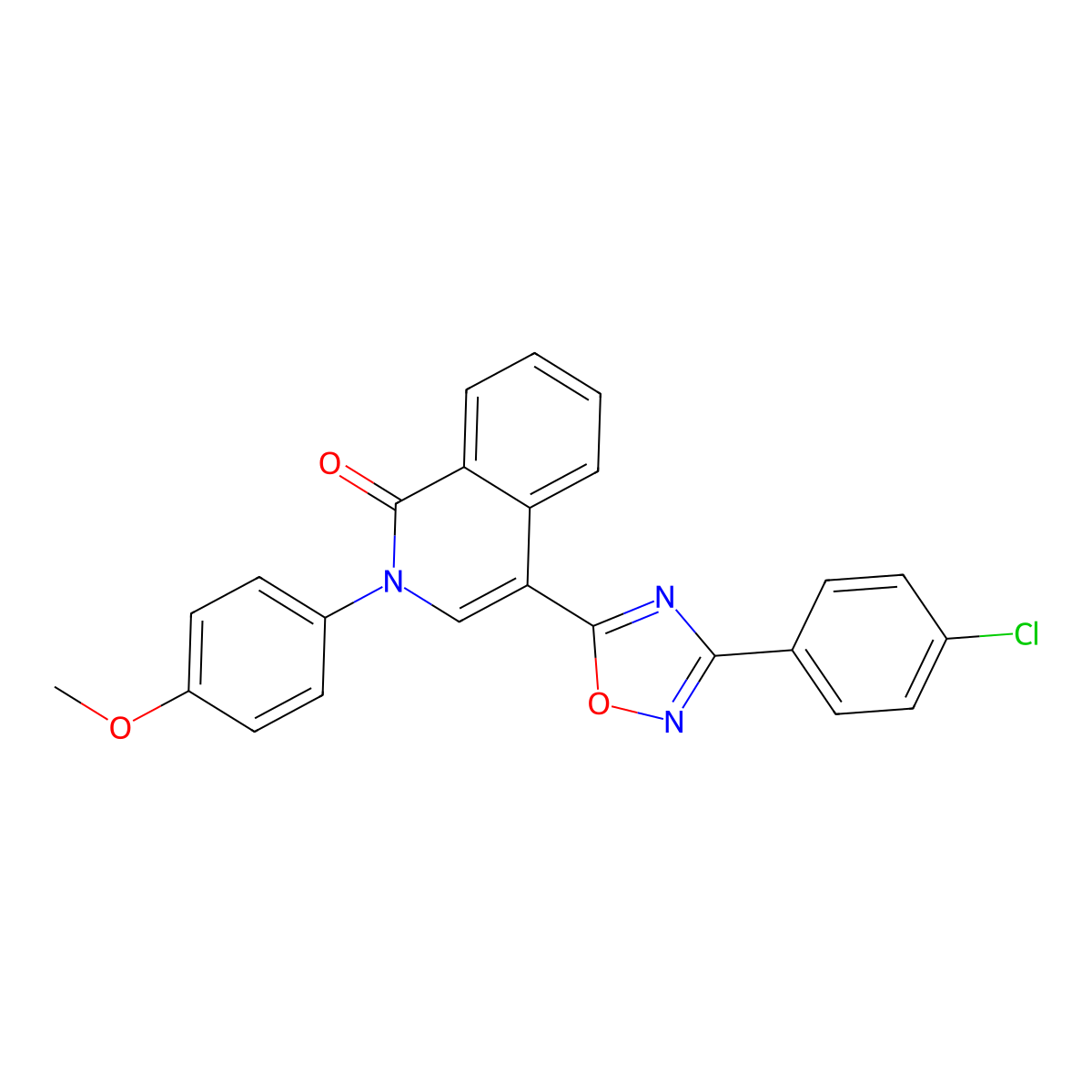 4-(3-(4-chlorophenyl)-1,2,4-oxadiazol-5-yl)-2-(4-methoxyphenyl)isoquinolin-1(2H)-one molecular structure, CAS 1358906-19-0