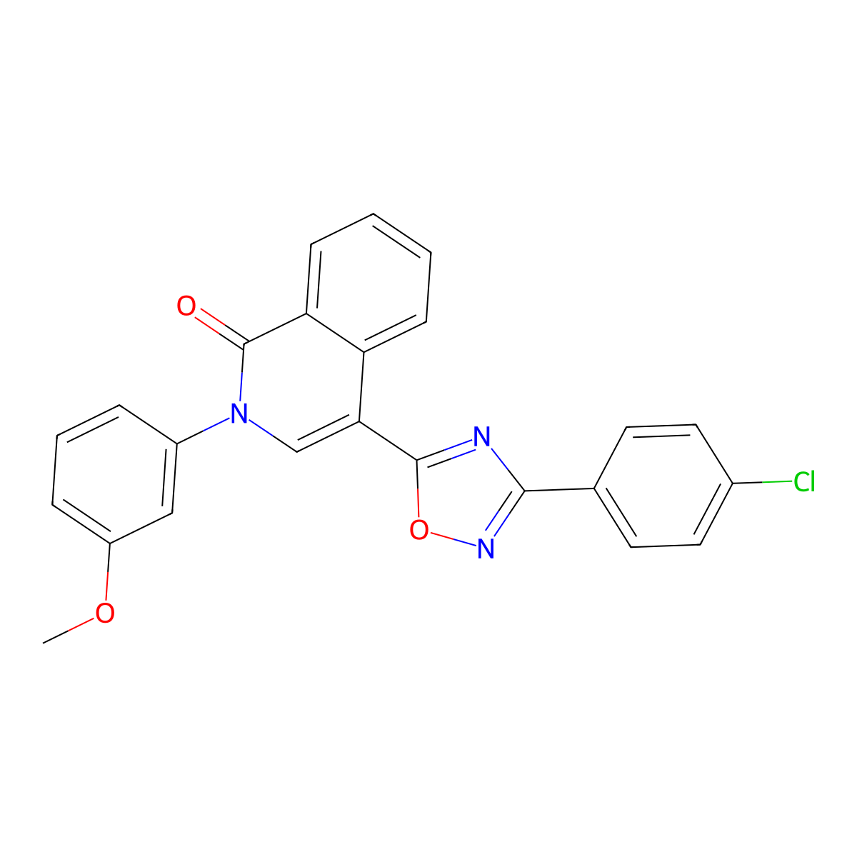 4-(3-(4-chlorophenyl)-1,2,4-oxadiazol-5-yl)-2-(3-methoxyphenyl)isoquinolin-1(2H)-one molecular structure, CAS 1358906-93-0
