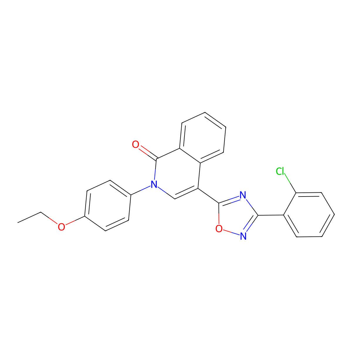 4-(3-(2-chlorophenyl)-1,2,4-oxadiazol-5-yl)-2-(4-ethoxyphenyl)isoquinolin-1(2H)-one molecular structure, CAS 1358907-01-3