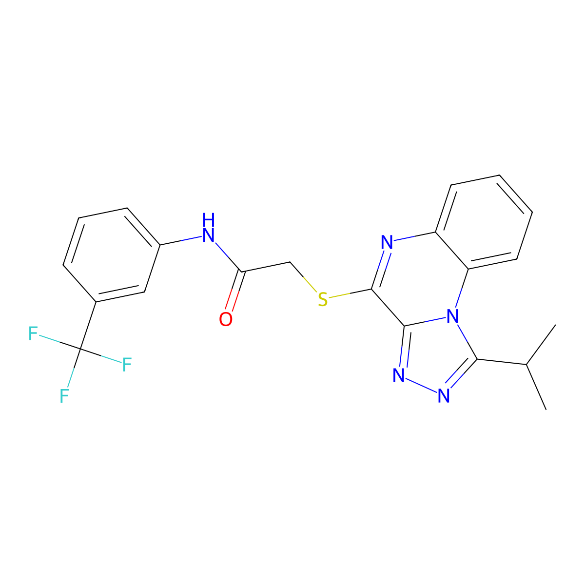 2-((1-isopropyl-[1,2,4]triazolo[4,3-a]quinoxalin-4-yl)thio)-N-(3-(trifluoromethyl)phenyl)acetamide molecular structure, CAS 1358909-22-4