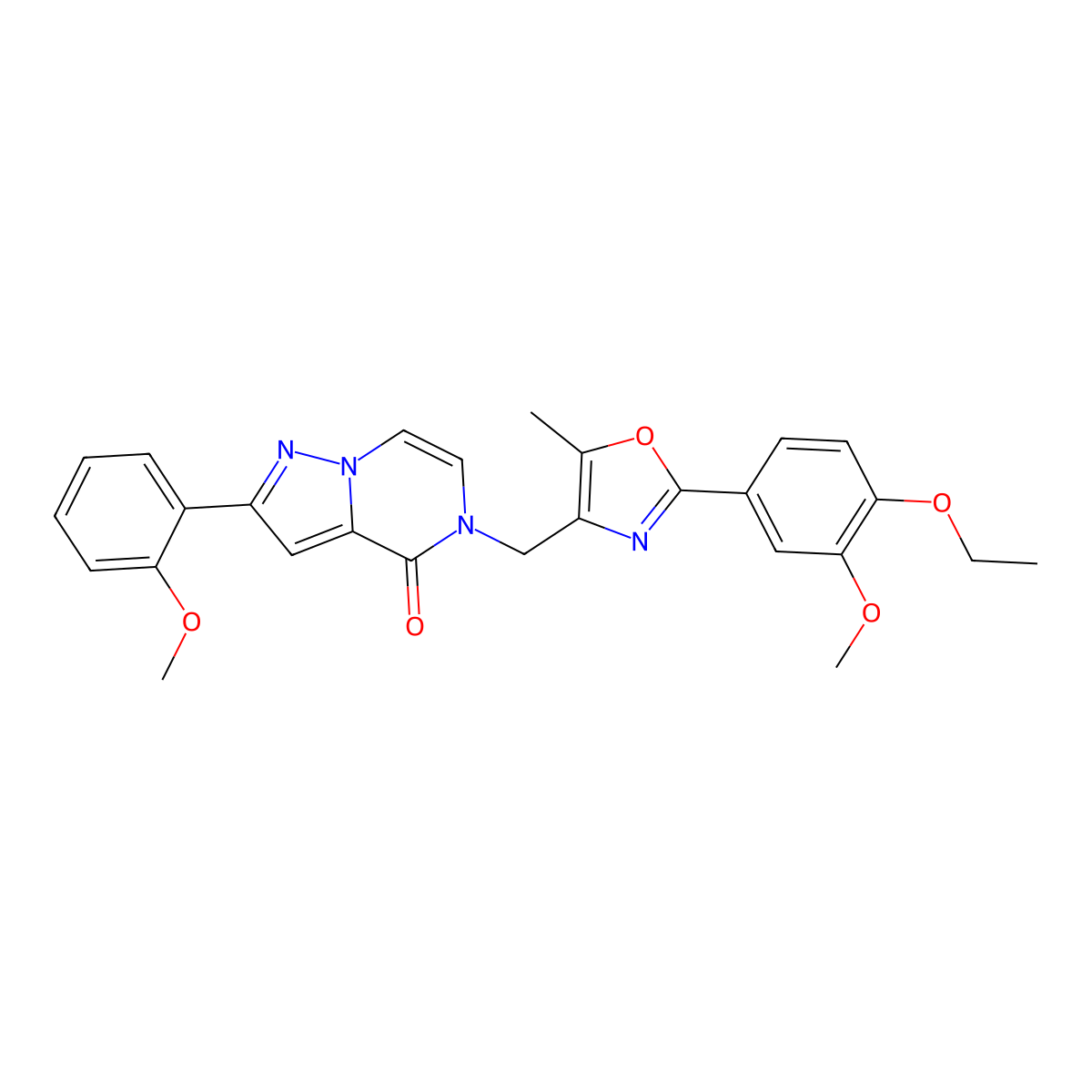 5-((2-(4-ethoxy-3-methoxyphenyl)-5-methyloxazol-4-yl)methyl)-2-(2-methoxyphenyl)pyrazolo[1,5-a]pyrazin-4(5H)-one molecular structure, CAS 1358910-53-8
