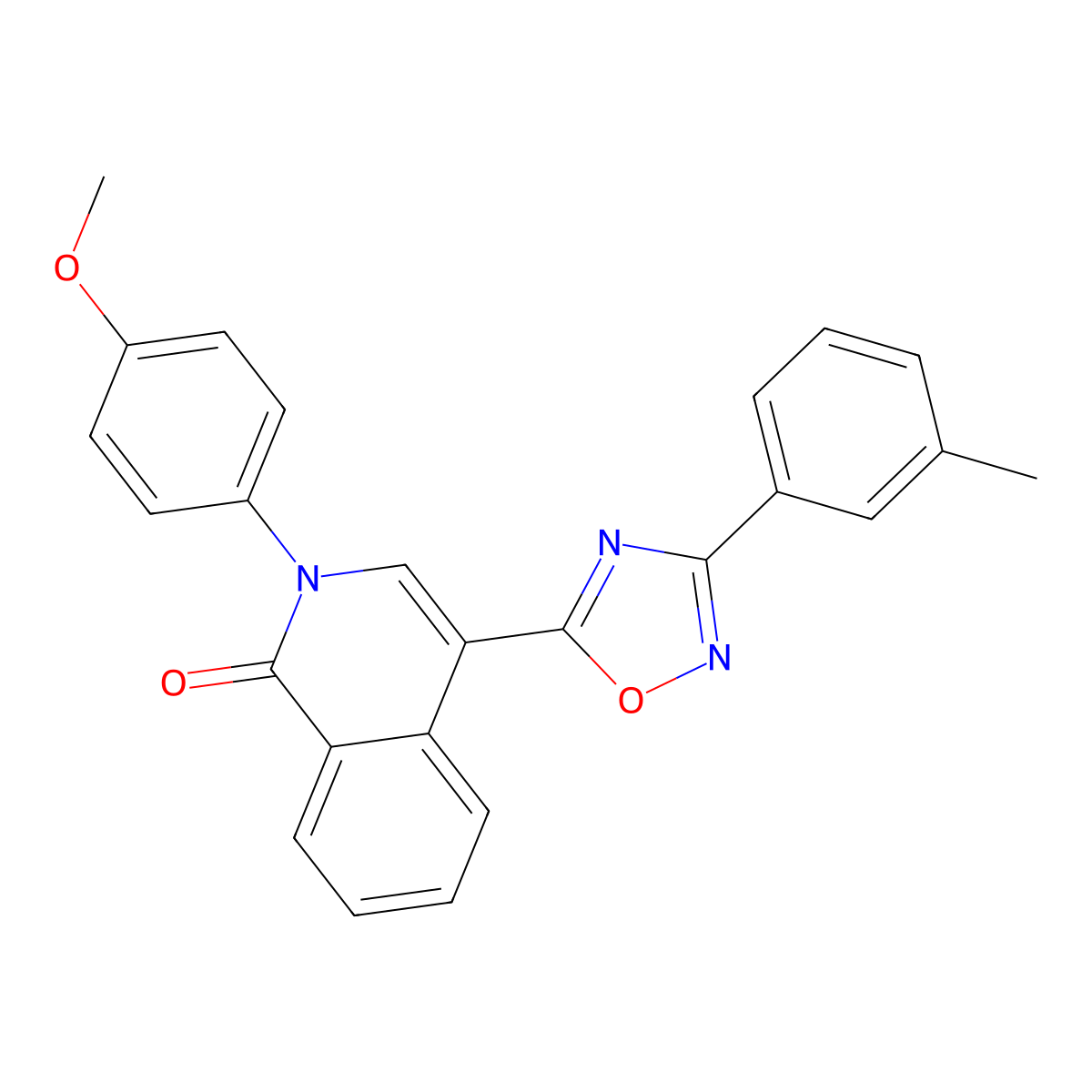 2-(4-methoxyphenyl)-4-(3-(m-tolyl)-1,2,4-oxadiazol-5-yl)isoquinolin-1(2H)-one molecular structure, CAS 1358911-45-1