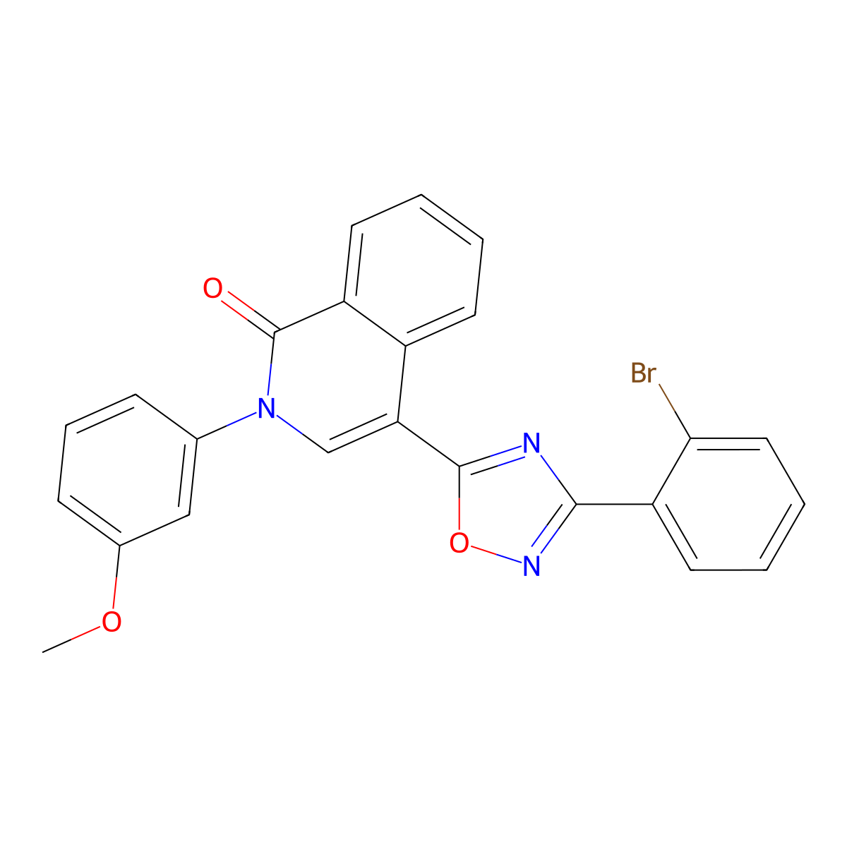 4-(3-(2-bromophenyl)-1,2,4-oxadiazol-5-yl)-2-(3-methoxyphenyl)isoquinolin-1(2H)-one molecular structure, CAS 1358911-69-9