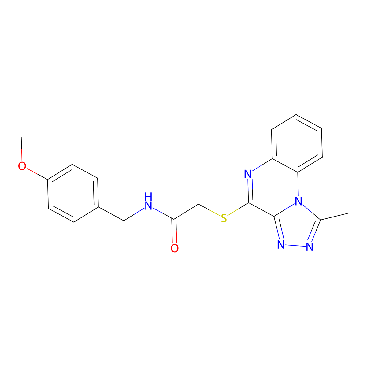 N-(4-methoxybenzyl)-2-((1-methyl-[1,2,4]triazolo[4,3-a]quinoxalin-4-yl)thio)acetamide molecular structure, CAS 1358919-67-1