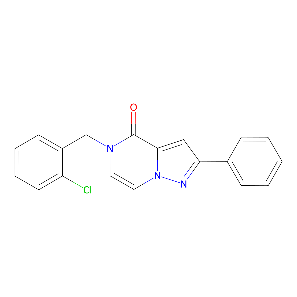 5-(2-chlorobenzyl)-2-phenylpyrazolo[1,5-a]pyrazin-4(5H)-one molecular structure, CAS 1358922-16-3