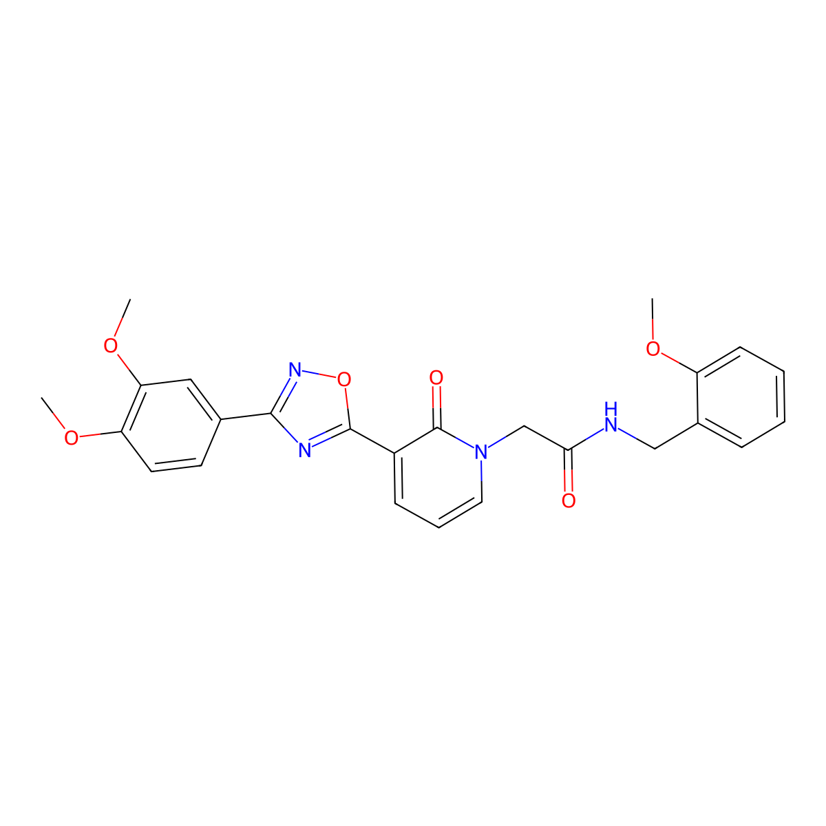 2-(3-(3-(3,4-dimethoxyphenyl)-1,2,4-oxadiazol-5-yl)-2-oxopyridin-1(2H)-yl)-N-(2-methoxybenzyl)acetamide molecular structure, CAS 1358924-17-0