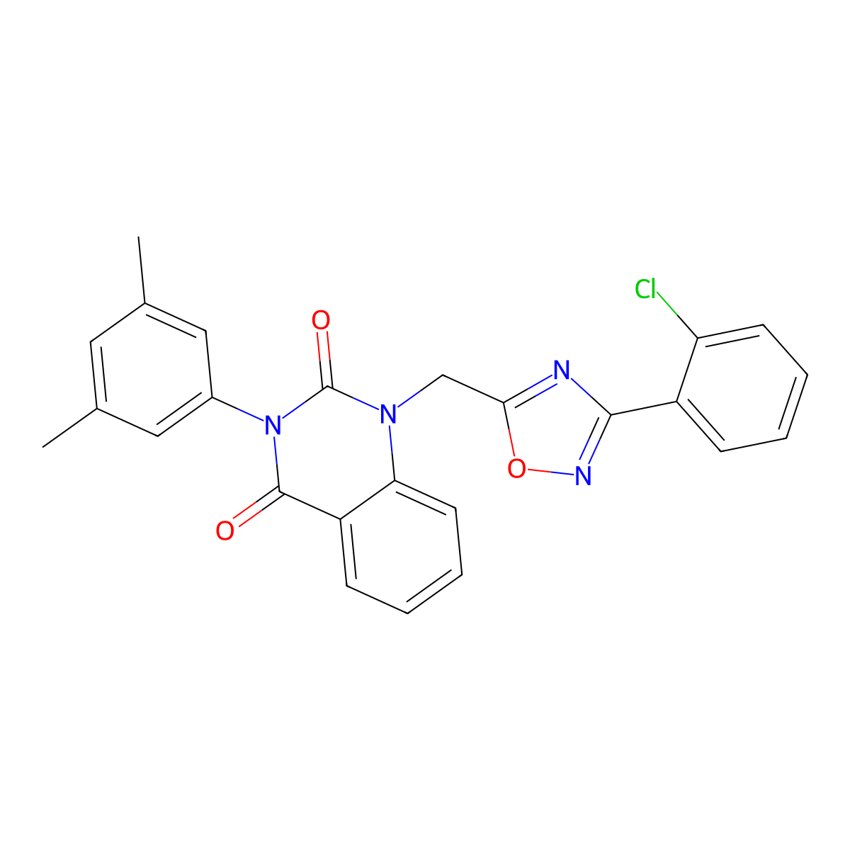 1-((3-(2-chlorophenyl)-1,2,4-oxadiazol-5-yl)methyl)-3-(3,5-dimethylphenyl)quinazoline-2,4(1H,3H)-dione molecular structure, CAS 1358924-52-3