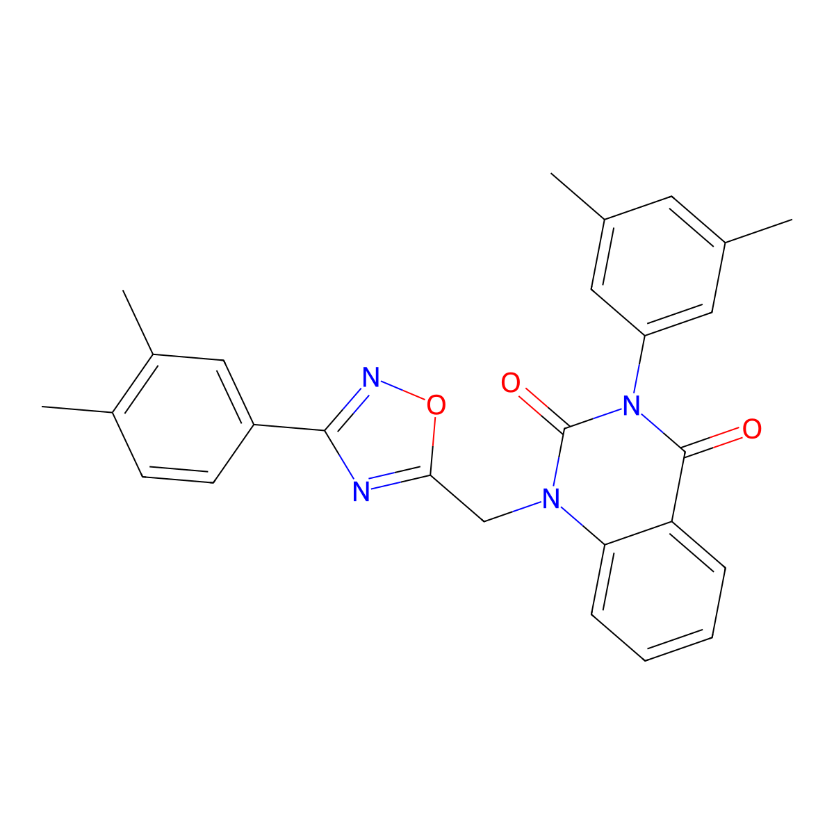 3-(3,5-dimethylphenyl)-1-((3-(3,4-dimethylphenyl)-1,2,4-oxadiazol-5-yl)methyl)quinazoline-2,4(1H,3H)-dione molecular structure, CAS 1358924-57-8