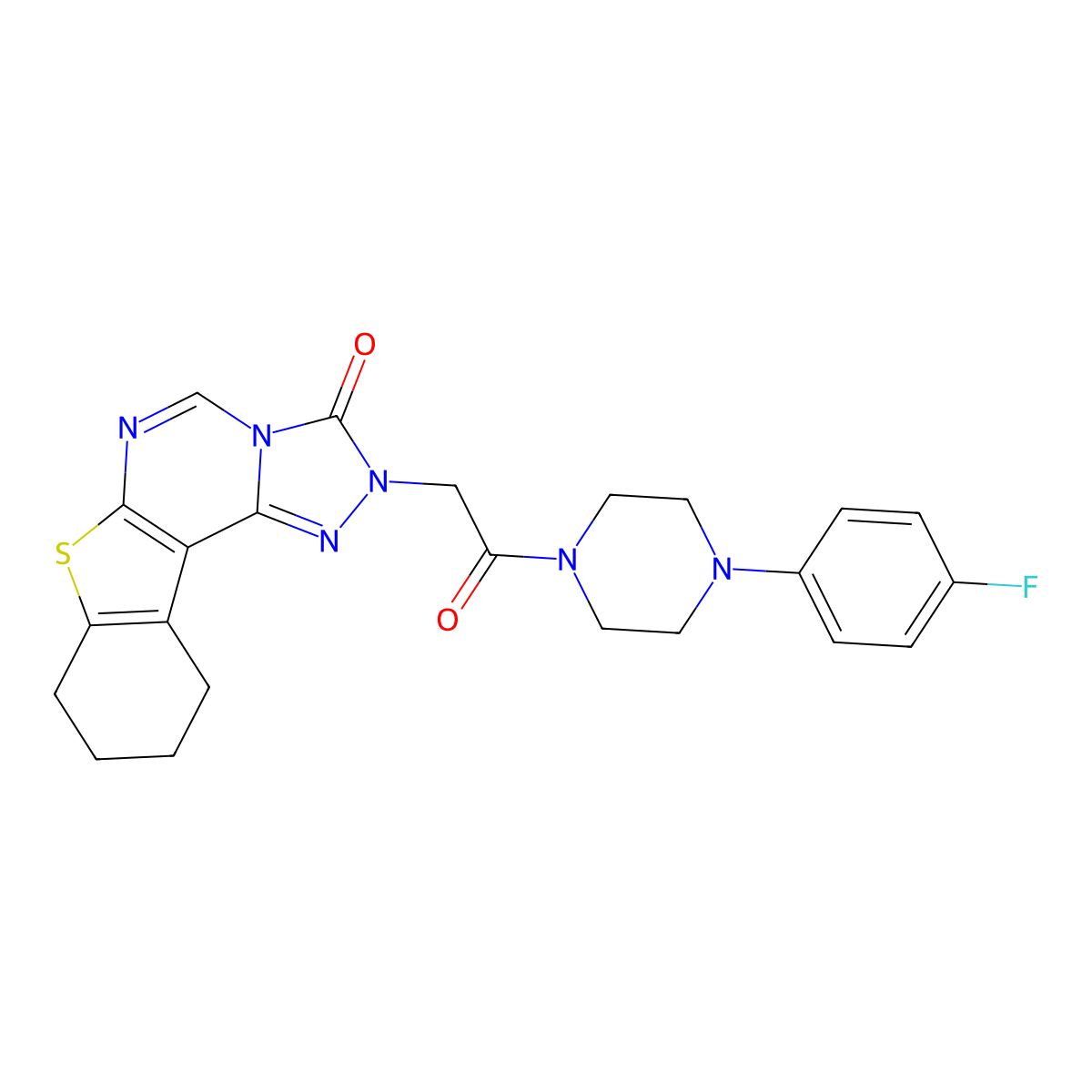 2-(2-(4-(4-fluorophenyl)piperazin-1-yl)-2-oxoethyl)-8,9,10,11-tetrahydrobenzo[4,5]thieno[3,2-e][1,2,4]triazolo[4,3-c]pyrimidin-3(2H)-one molecular structure, CAS 1358934-38-9
