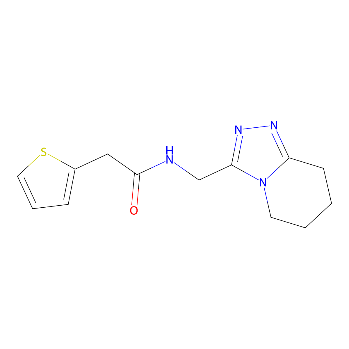 N-(5,6,7,8-tetrahydro[1,2,4]triazolo[4,3-a]pyridin-3-ylmethyl)-2-(2-thienyl)acetamide molecular structure, CAS 1358940-29-0