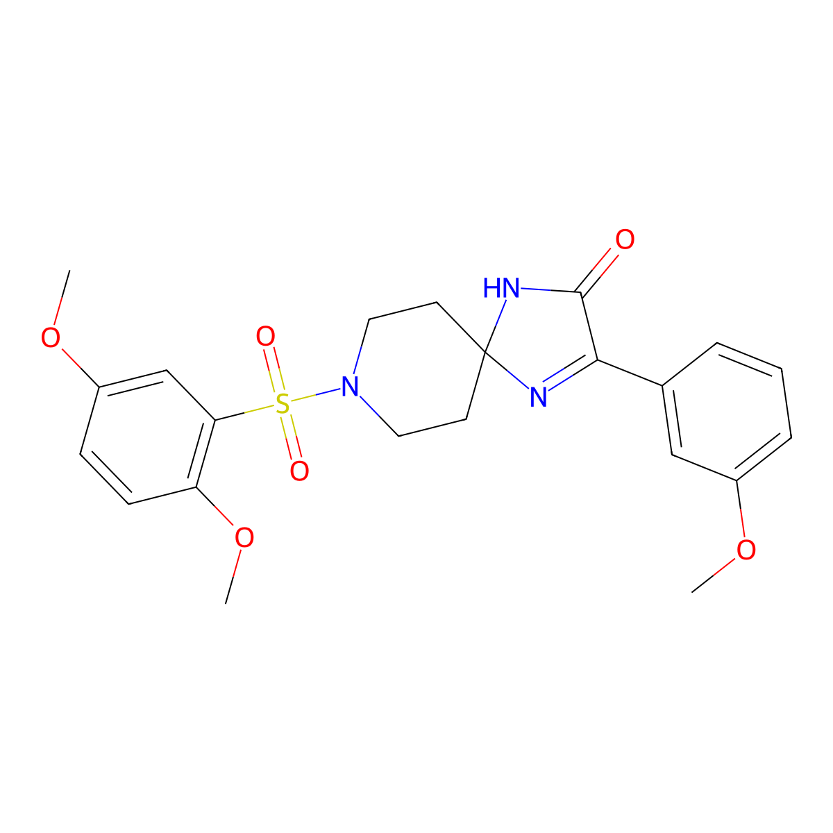 8-((2,5-Dimethoxyphenyl)sulfonyl)-3-(3-methoxyphenyl)-1,4,8-triazaspiro[4.5]dec-3-en-2-one molecular structure, CAS 1358945-39-7