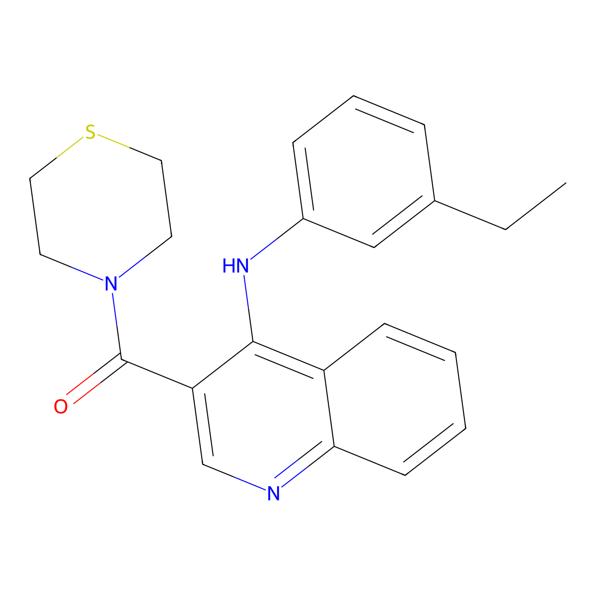 (4-((3-Ethylphenyl)amino)quinolin-3-yl)(thiomorpholino)methanone molecular structure, CAS 1358945-54-6