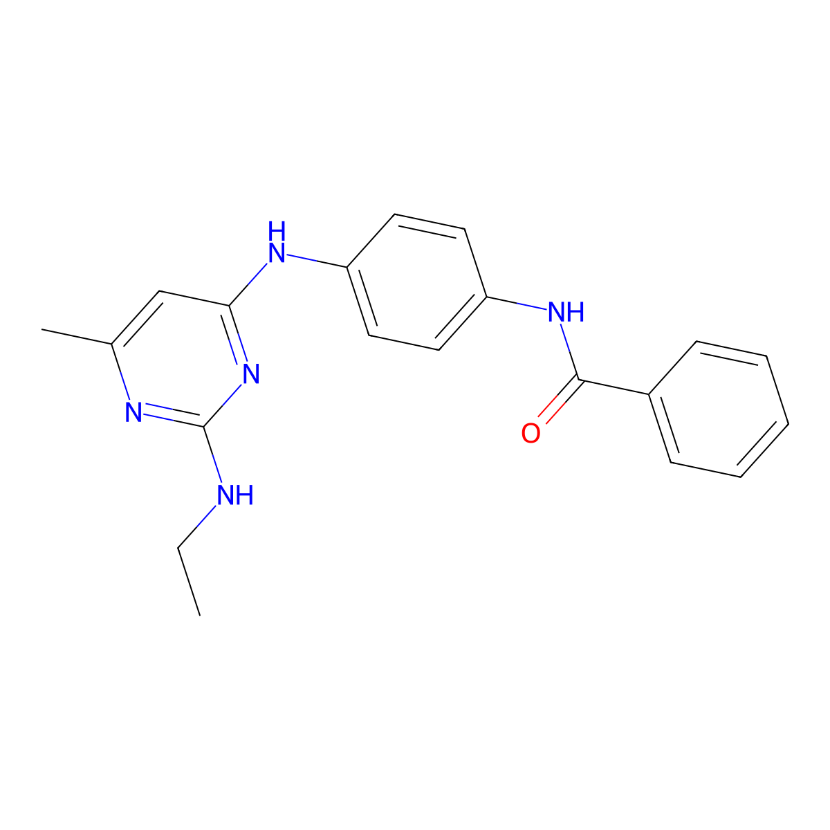 N-(4-((2-(ethylamino)-6-methylpyrimidin-4-yl)amino)phenyl)benzamide molecular structure, CAS 1358945-78-4