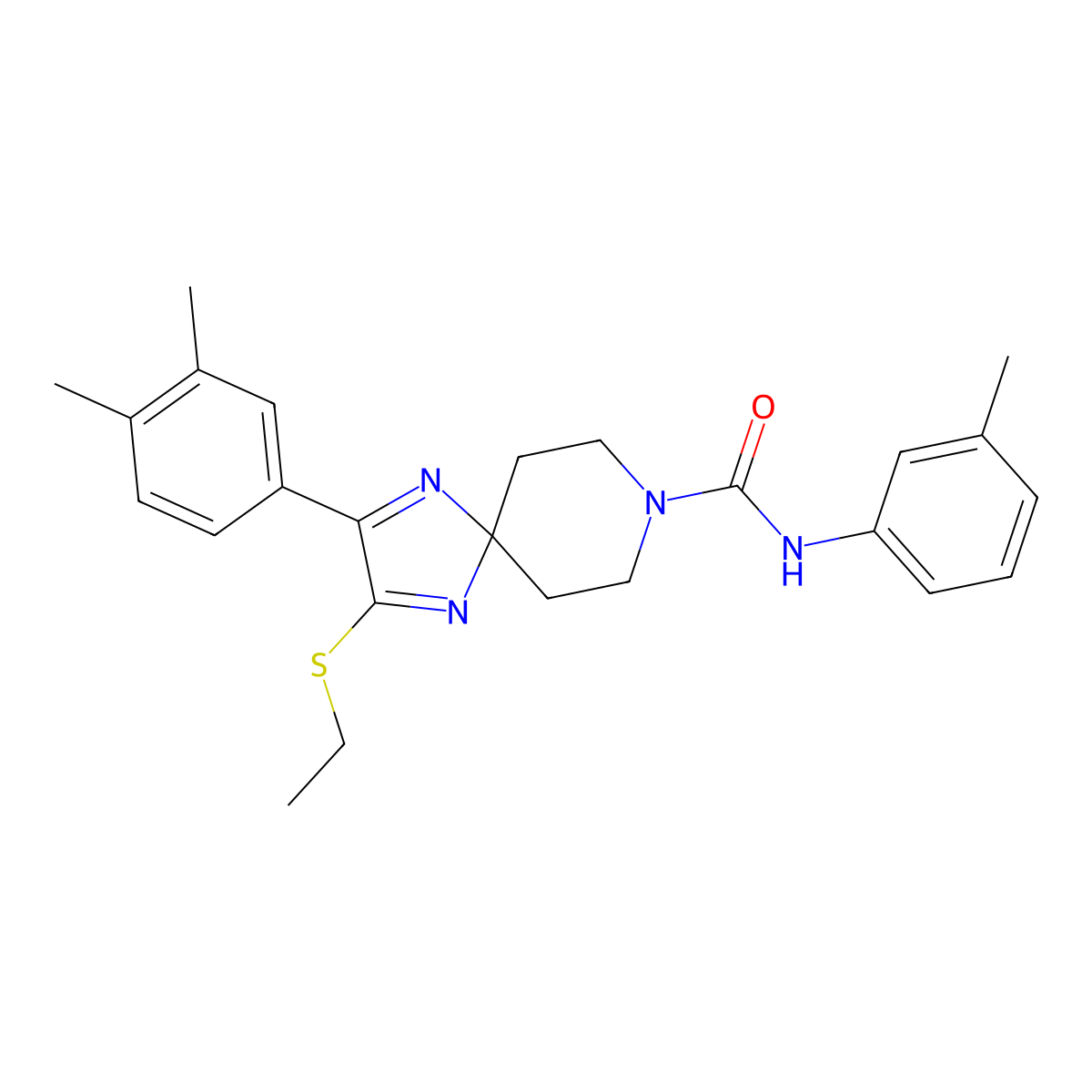 2-(3,4-dimethylphenyl)-3-(ethylthio)-N-(m-tolyl)-1,4,8-triazaspiro[4.5]deca-1,3-diene-8-carboxamide molecular structure, CAS 1358948-86-3