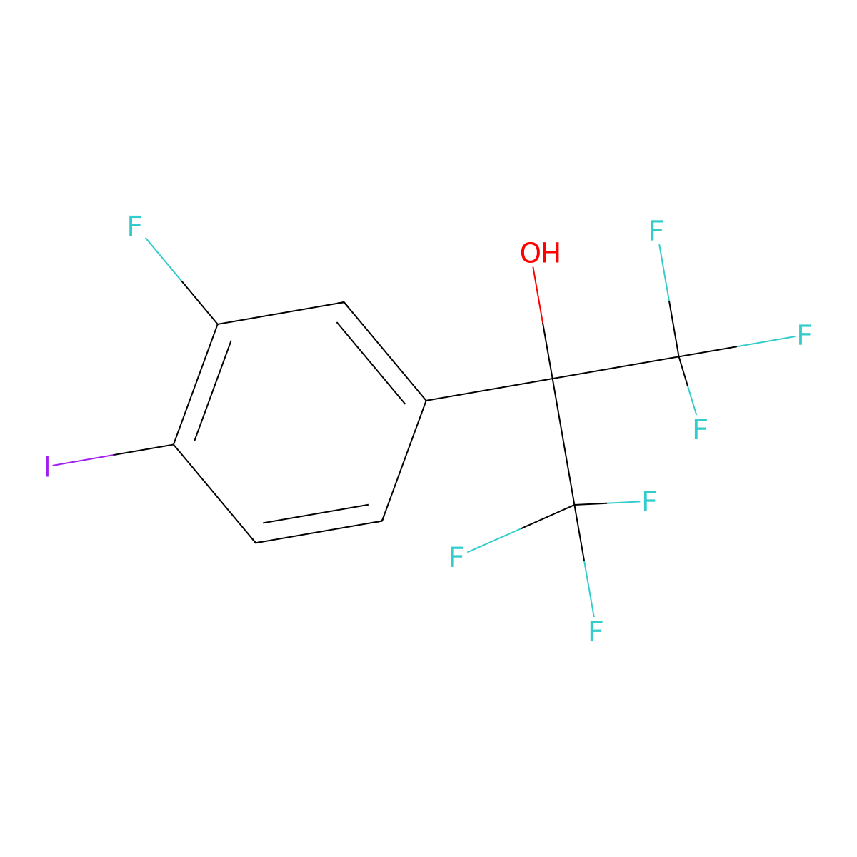 1,1,1,3,3,3-Hexafluoro-2-(3-fluoro-4-iodophenyl)propan-2-ol molecular structure, CAS 1358953-45-3
