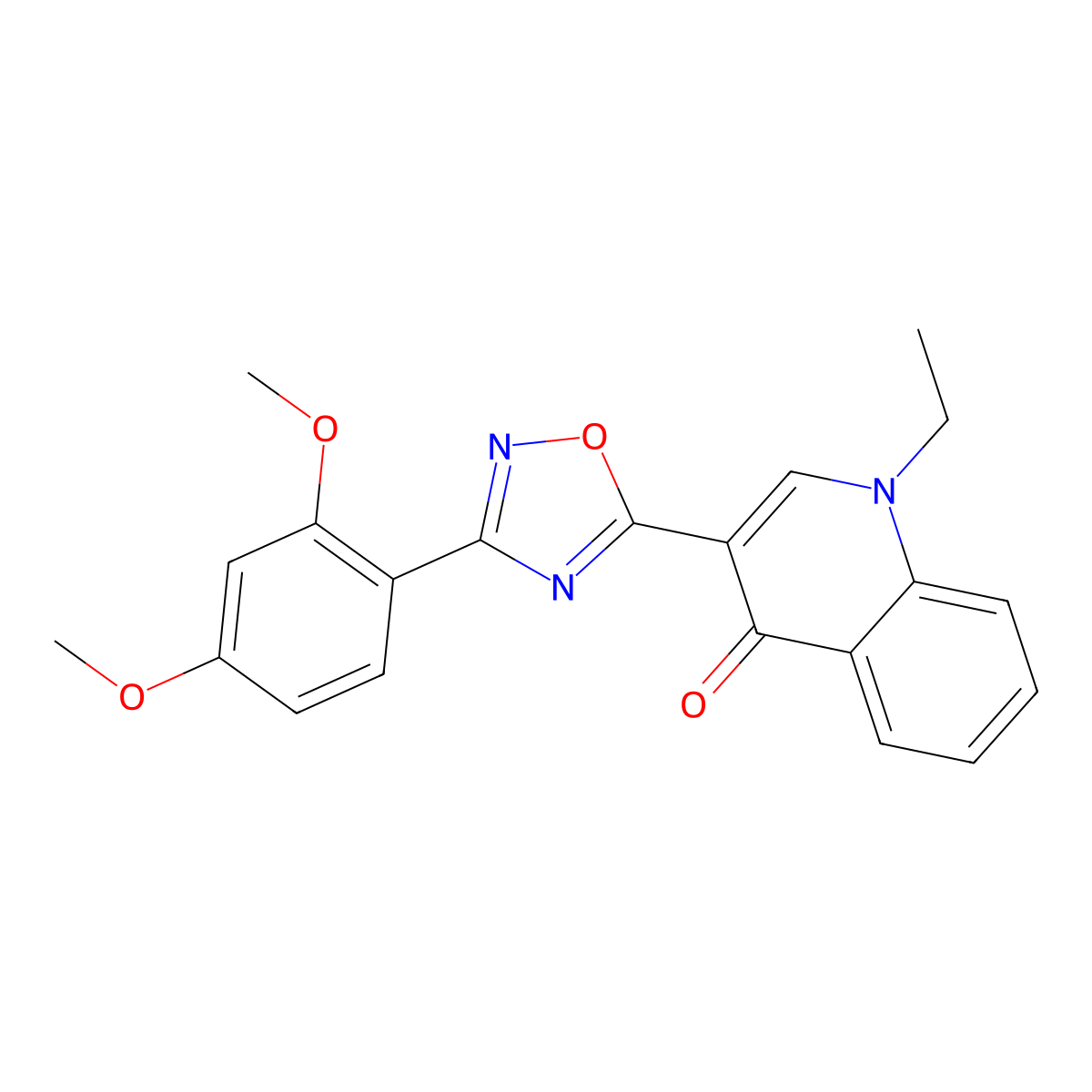 3-(3-(2,4-dimethoxyphenyl)-1,2,4-oxadiazol-5-yl)-1-ethylquinolin-4(1H)-one molecular structure, CAS 1358956-88-3
