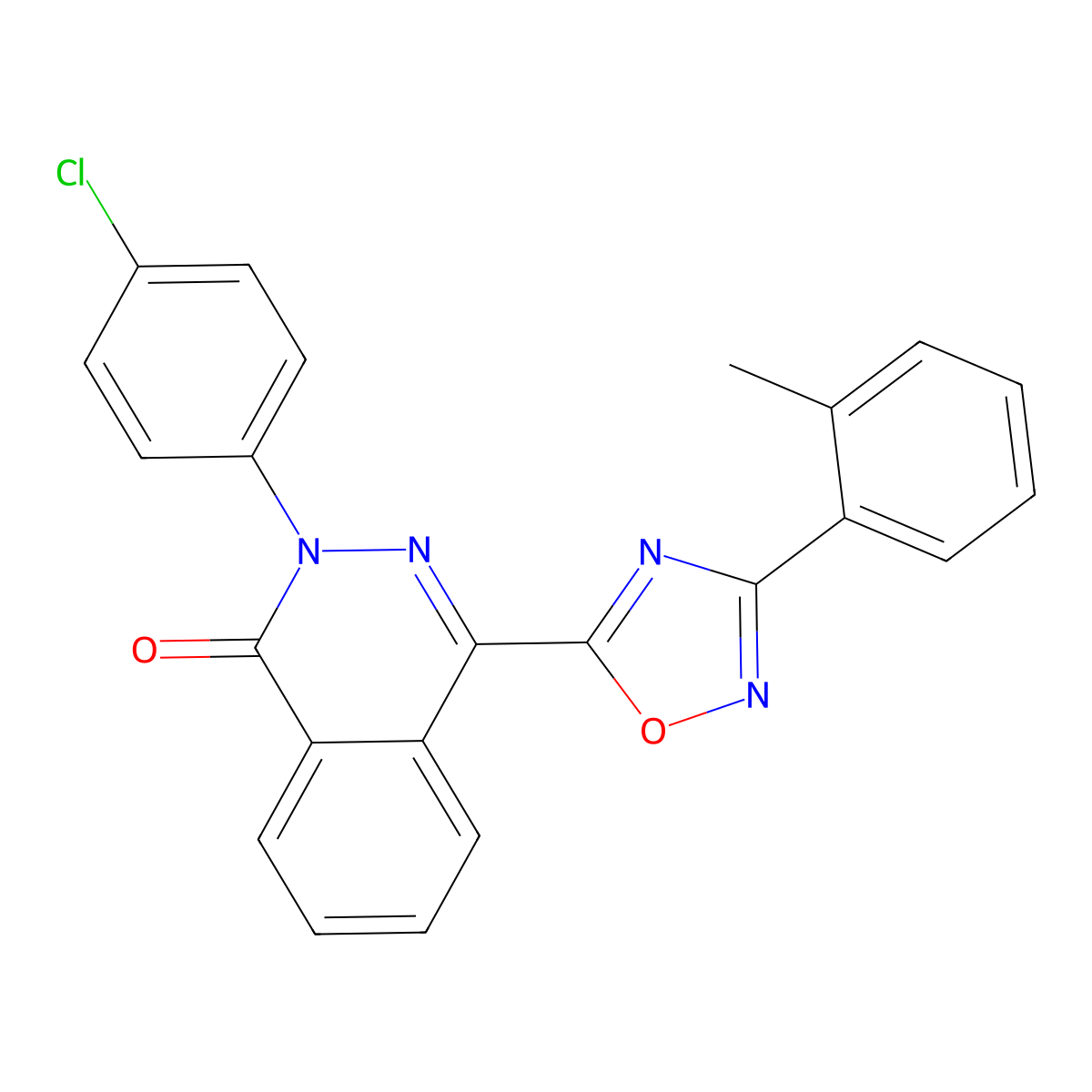 2-(4-chlorophenyl)-4-[3-(2-methylphenyl)-1,2,4-oxadiazol-5-yl]phthalazin-1(2H)-one molecular structure, CAS 1358965-05-5