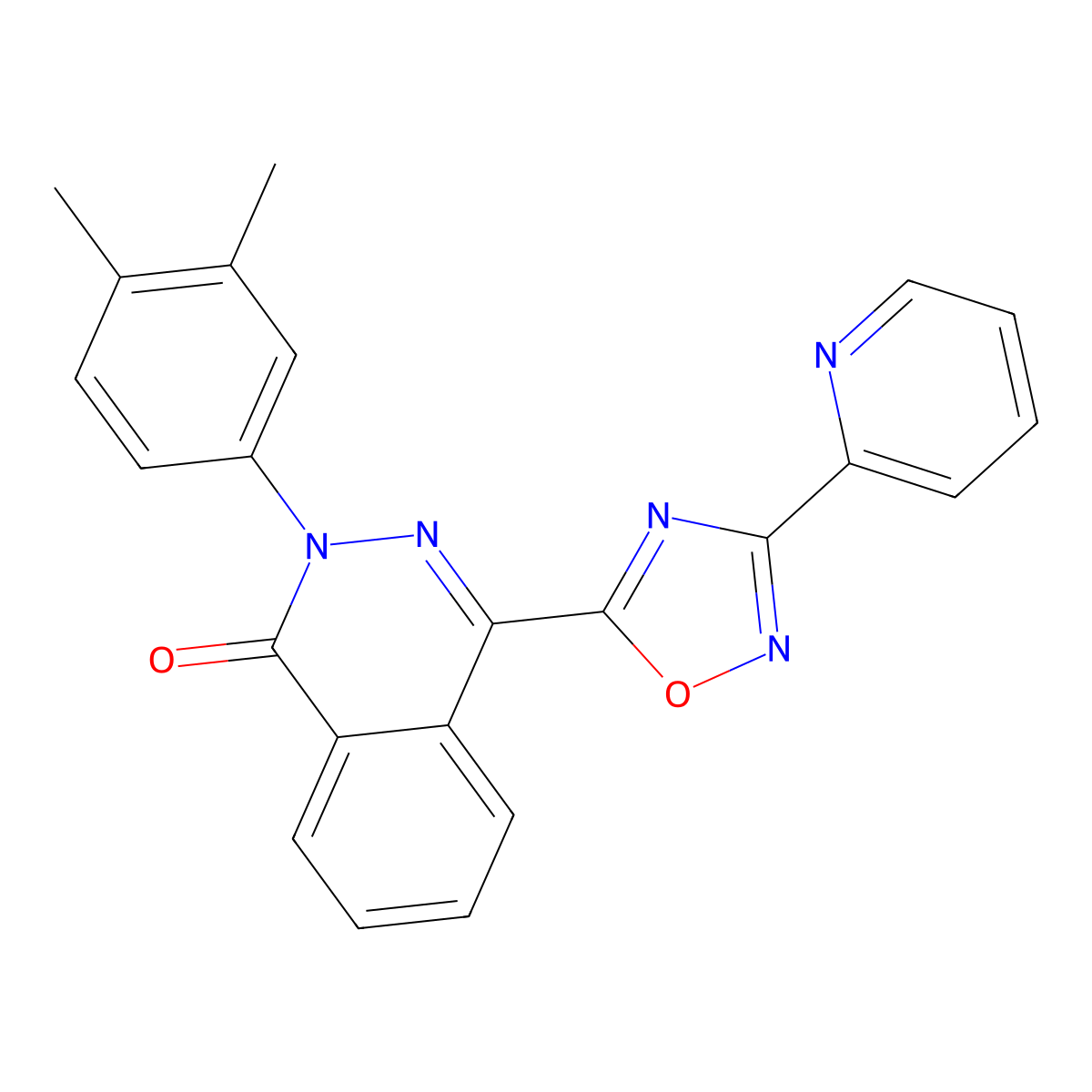 2-(3,4-dimethylphenyl)-4-(3-pyridin-2-yl-1,2,4-oxadiazol-5-yl)phthalazin-1(2H)-one molecular structure, CAS 1358979-50-6