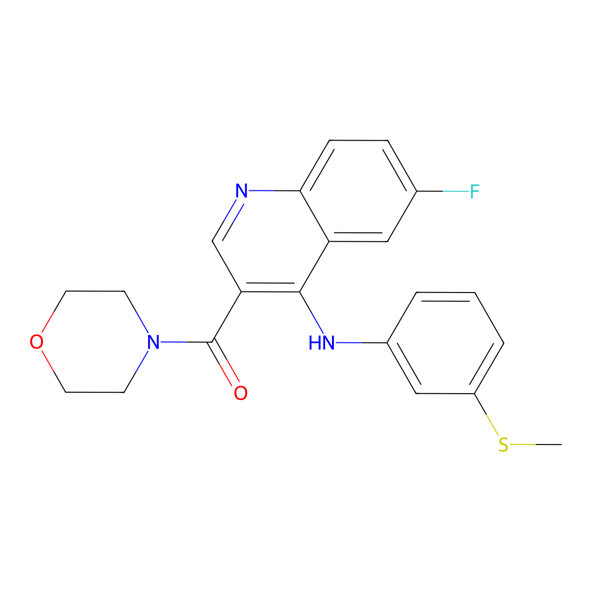(6-Fluoro-4-((3-(methylthio)phenyl)amino)quinolin-3-yl)(morpholino)methanone molecular structure, CAS 1358984-09-4