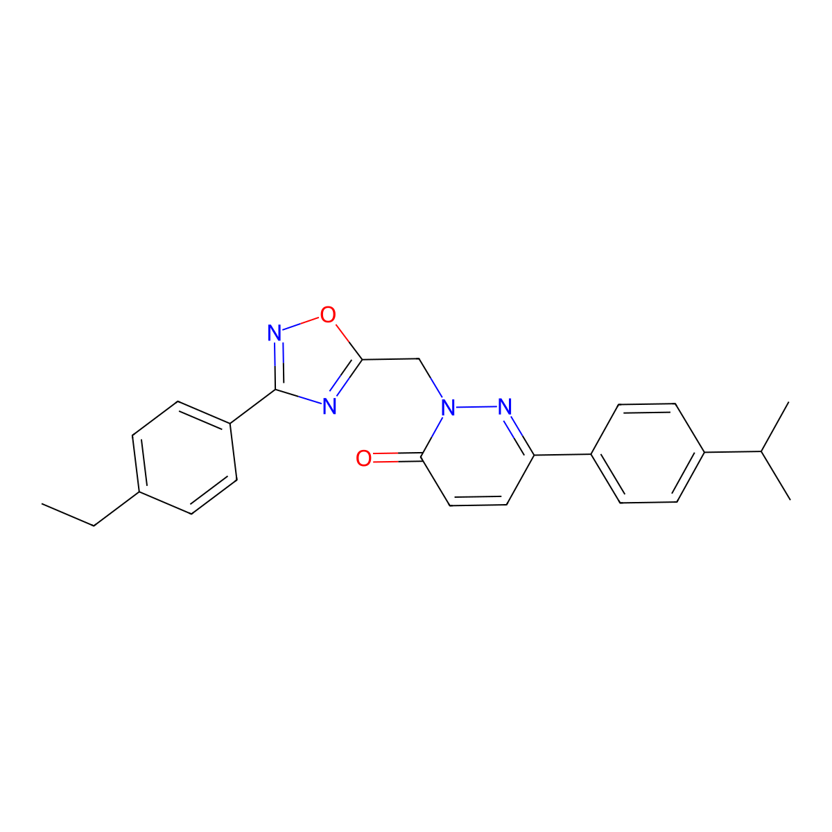 2-((3-(4-ethylphenyl)-1,2,4-oxadiazol-5-yl)methyl)-6-(4-isopropylphenyl)pyridazin-3(2H)-one molecular structure, CAS 1358985-70-2
