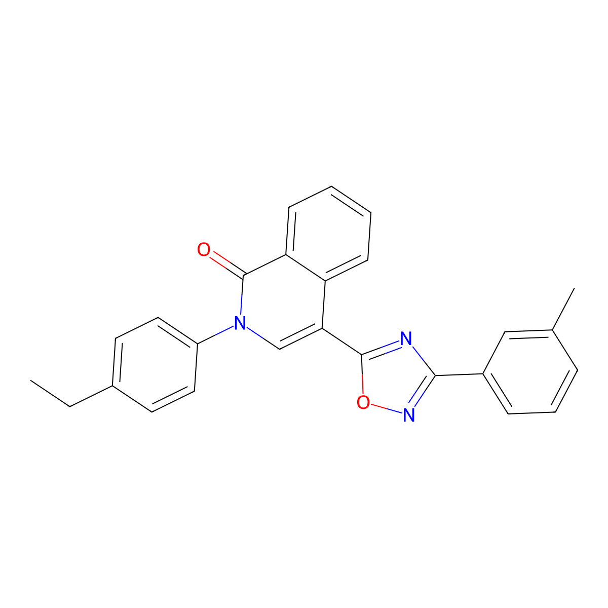 2-(4-ethylphenyl)-4-(3-(m-tolyl)-1,2,4-oxadiazol-5-yl)isoquinolin-1(2H)-one molecular structure, CAS 1358987-16-2